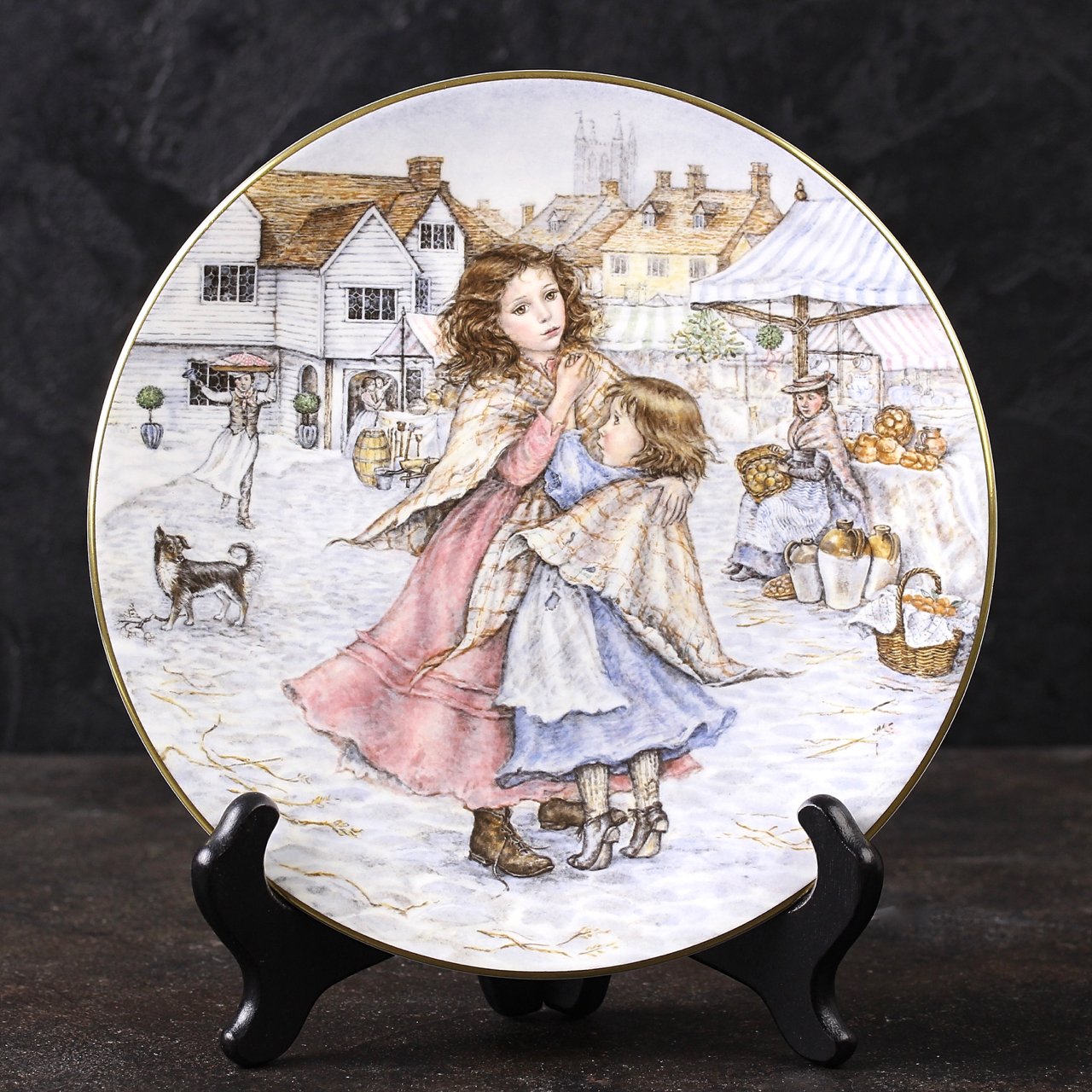Винтажная декоративная тарелка Royal Worcester "A Christmas Wish" Желание на Рождество / 1988