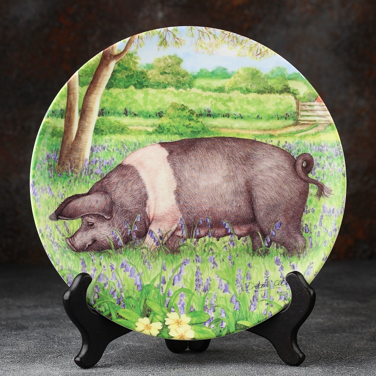 Винтажная декоративная тарелка Royal Doulton "Bluebell - Saddleback" Британский седлбек в колокольчиках