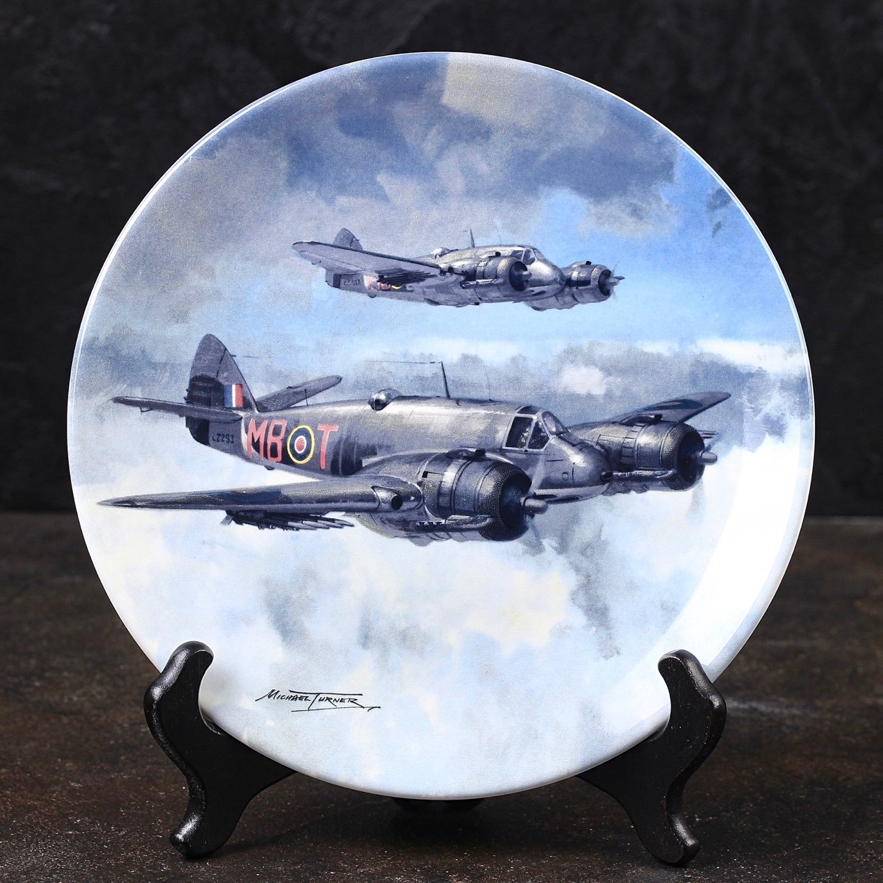 Винтажная английская тарелка с военными самолётами Coalport Reach for the Sky Coastal Mission Прибрежная миссия