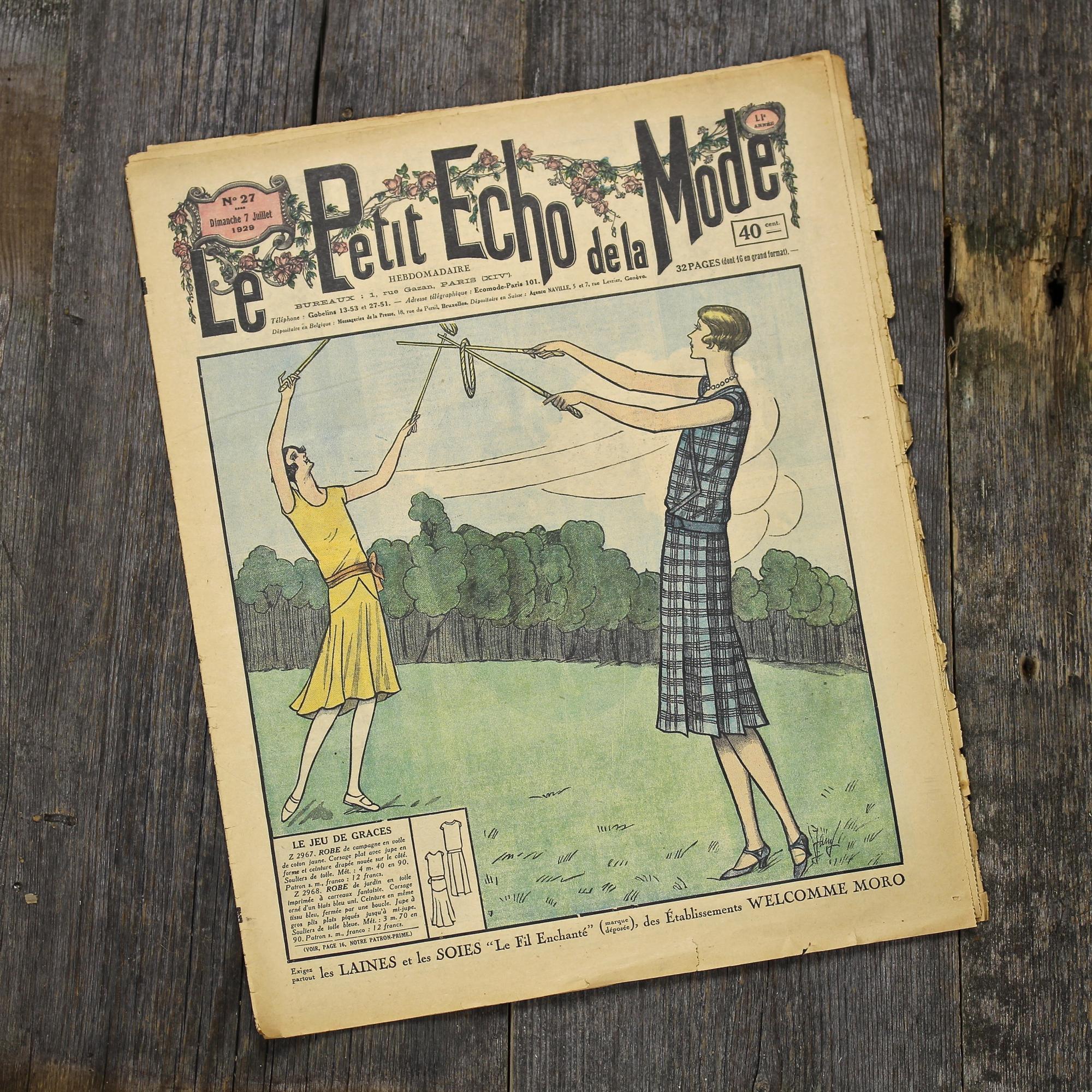 Антикварный французский журнал мод Le Petit Echo de la Mode Dimanche 7 Juillet 1929 №27 Ар-деко