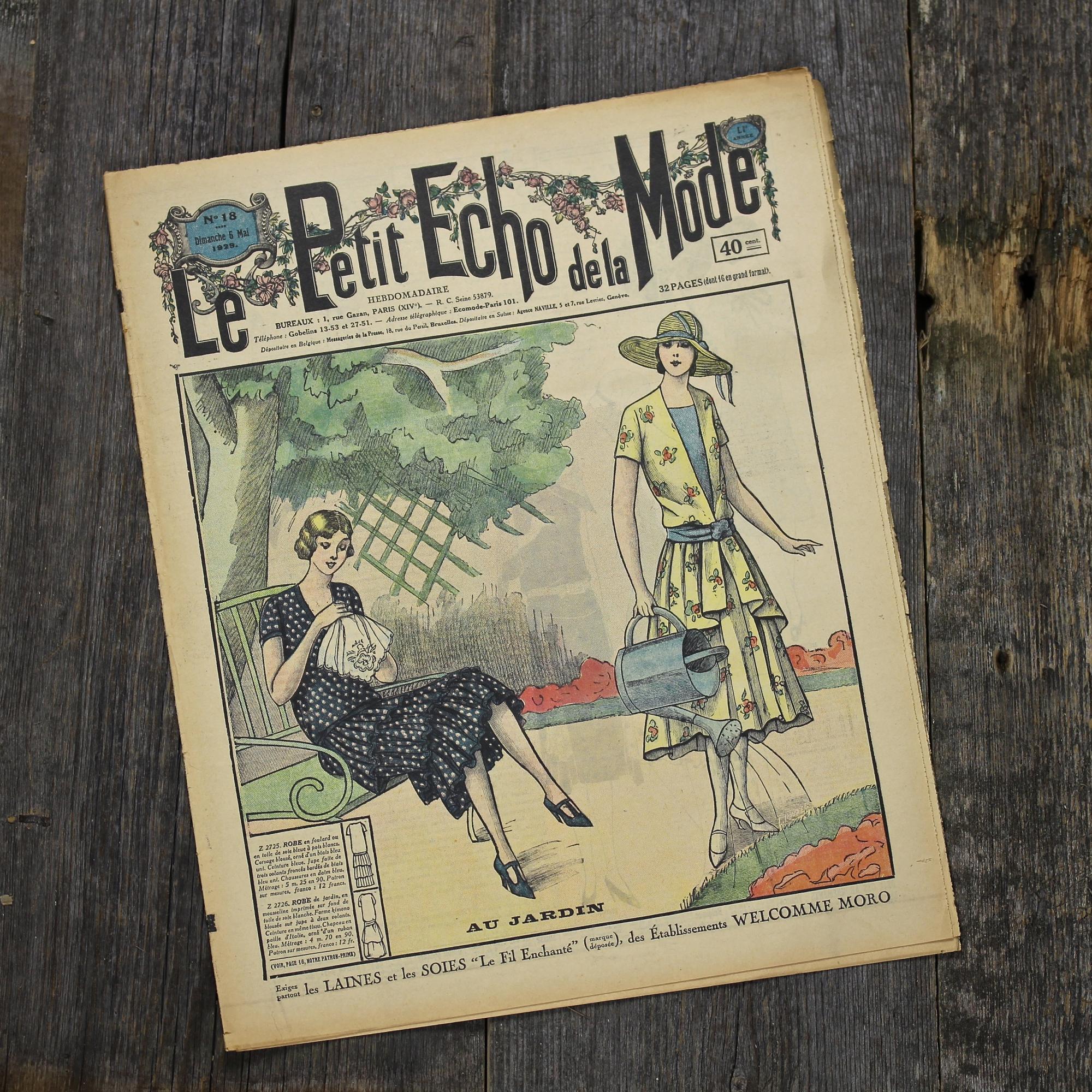 Антикварный французский журнал мод Le Petit Echo de la Mode Dimanche 5 Mai 1929 Ар-деко