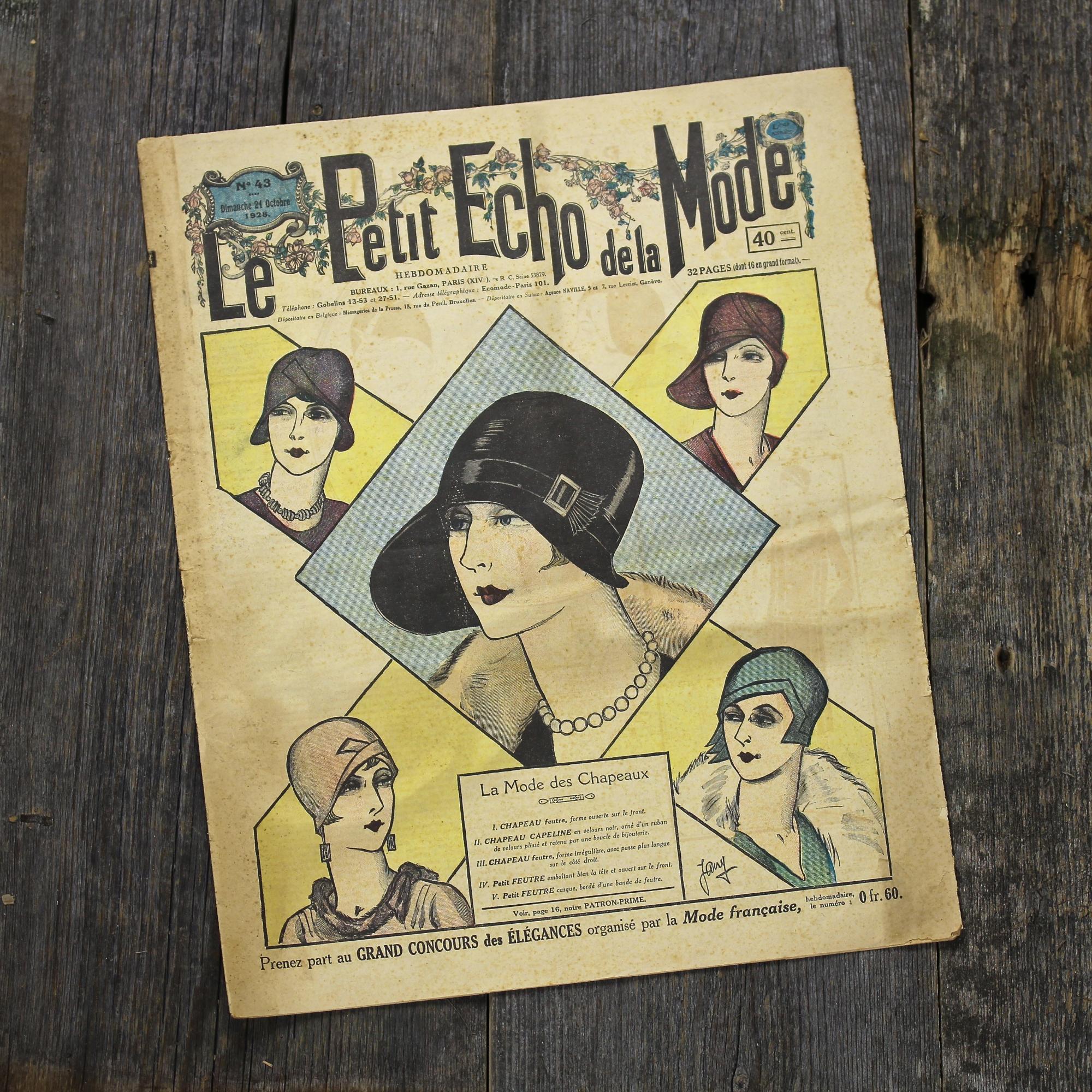 Антикварный французский журнал мод Le Petit Echo de la Mode Dimanche 21 Octobre 1928 Ар-деко
