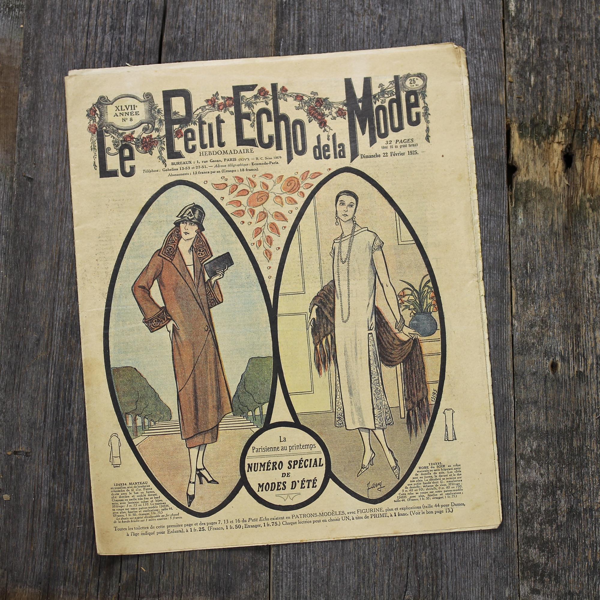Журнал мод "Le Petit Echo de la Mode" Париж 22 февраля 1925 год