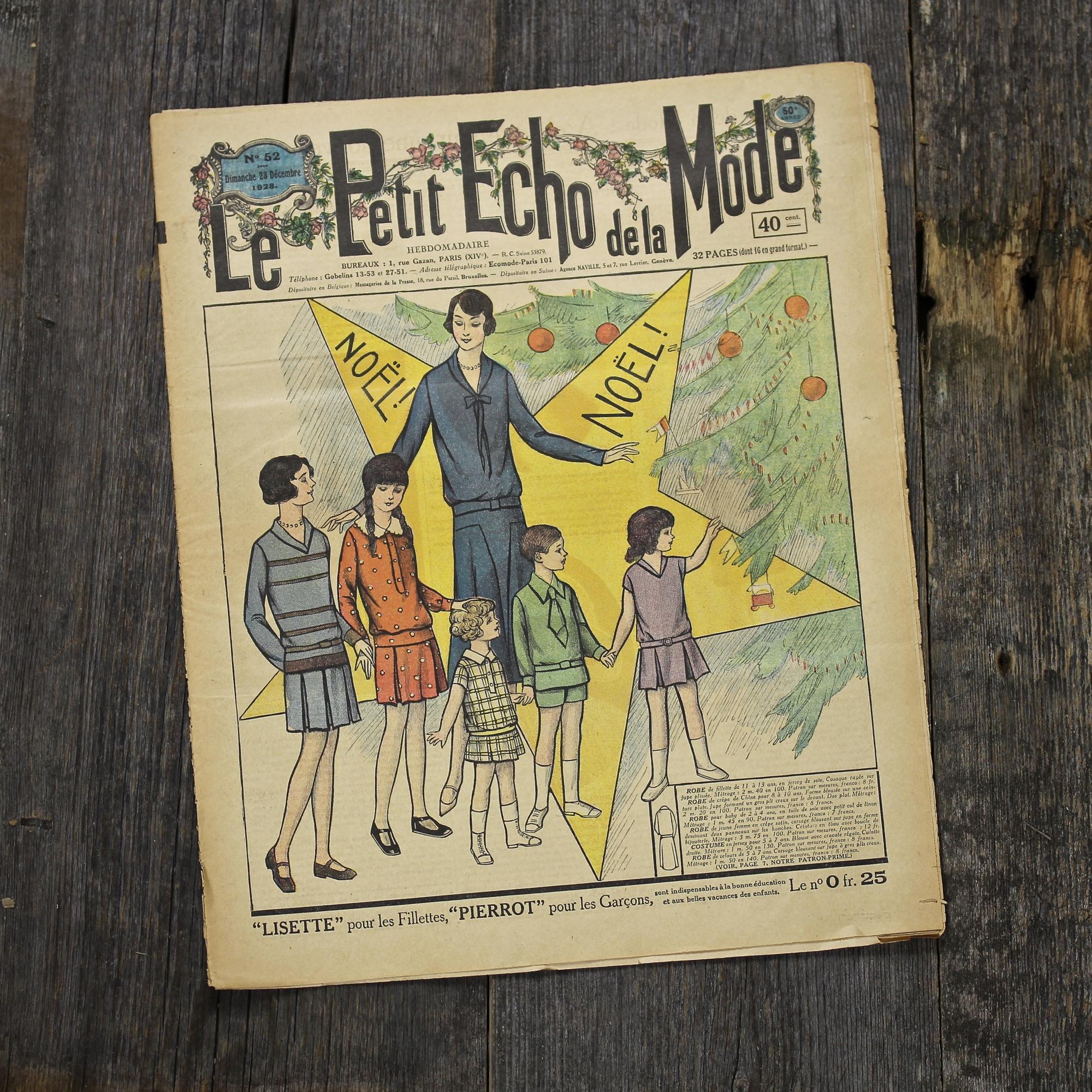 Антикварный французский журнал мод Le Petit Echo de la Mode Dimanche 23 Decembre 1928 Ар-деко