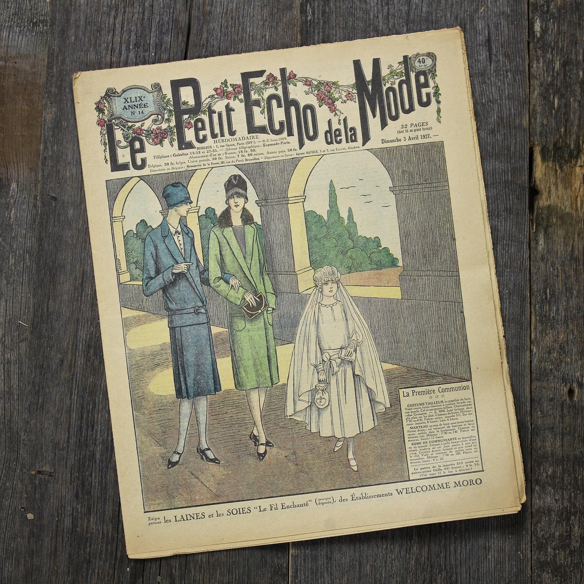 Антикварный французский журнал мод Le Petit Echo de la Mode Dimanche 3 Avril 1927 Ар-деко