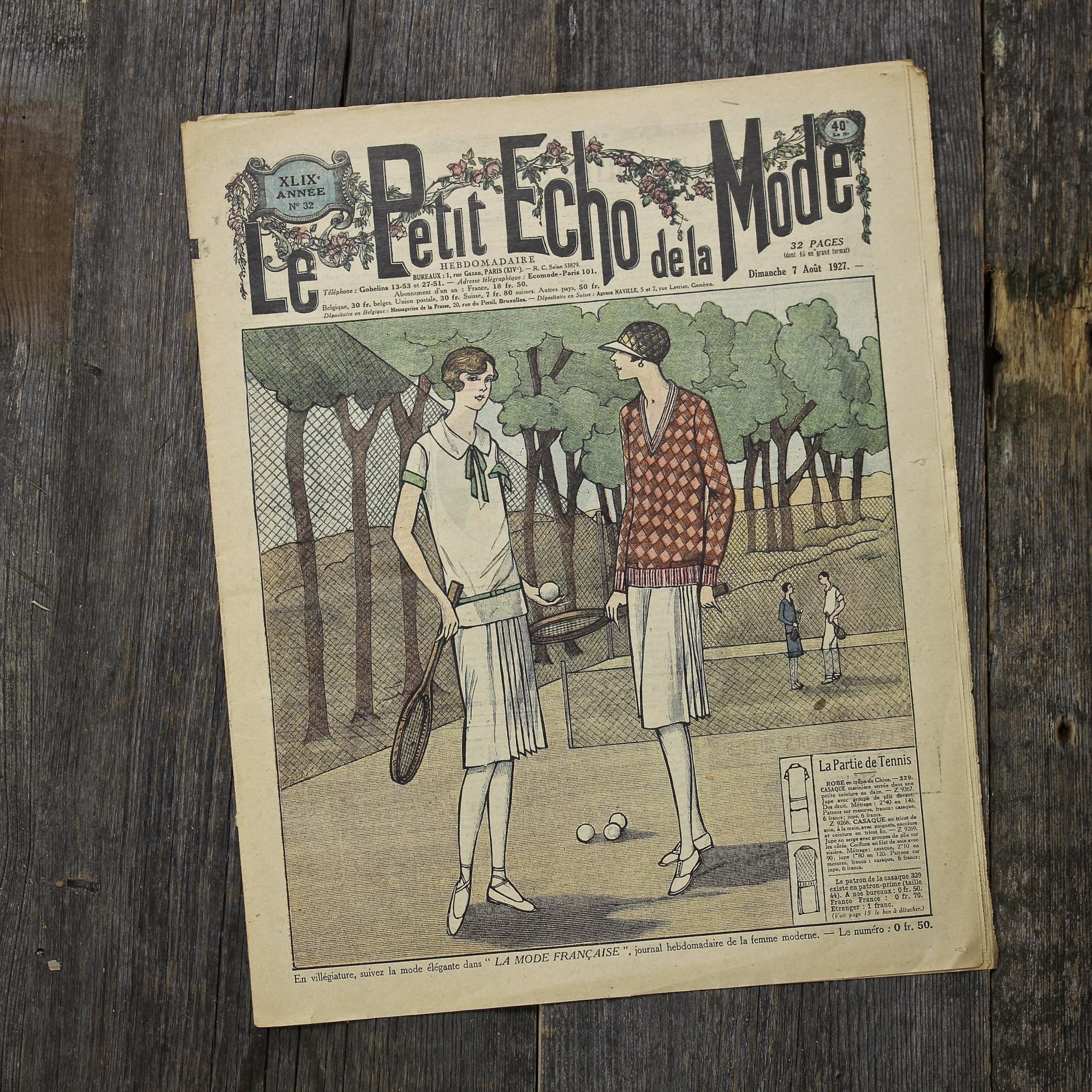 Антикварный французский журнал мод Le Petit Echo de la Mode Dimanche 7 Aout 1927 Ар-деко