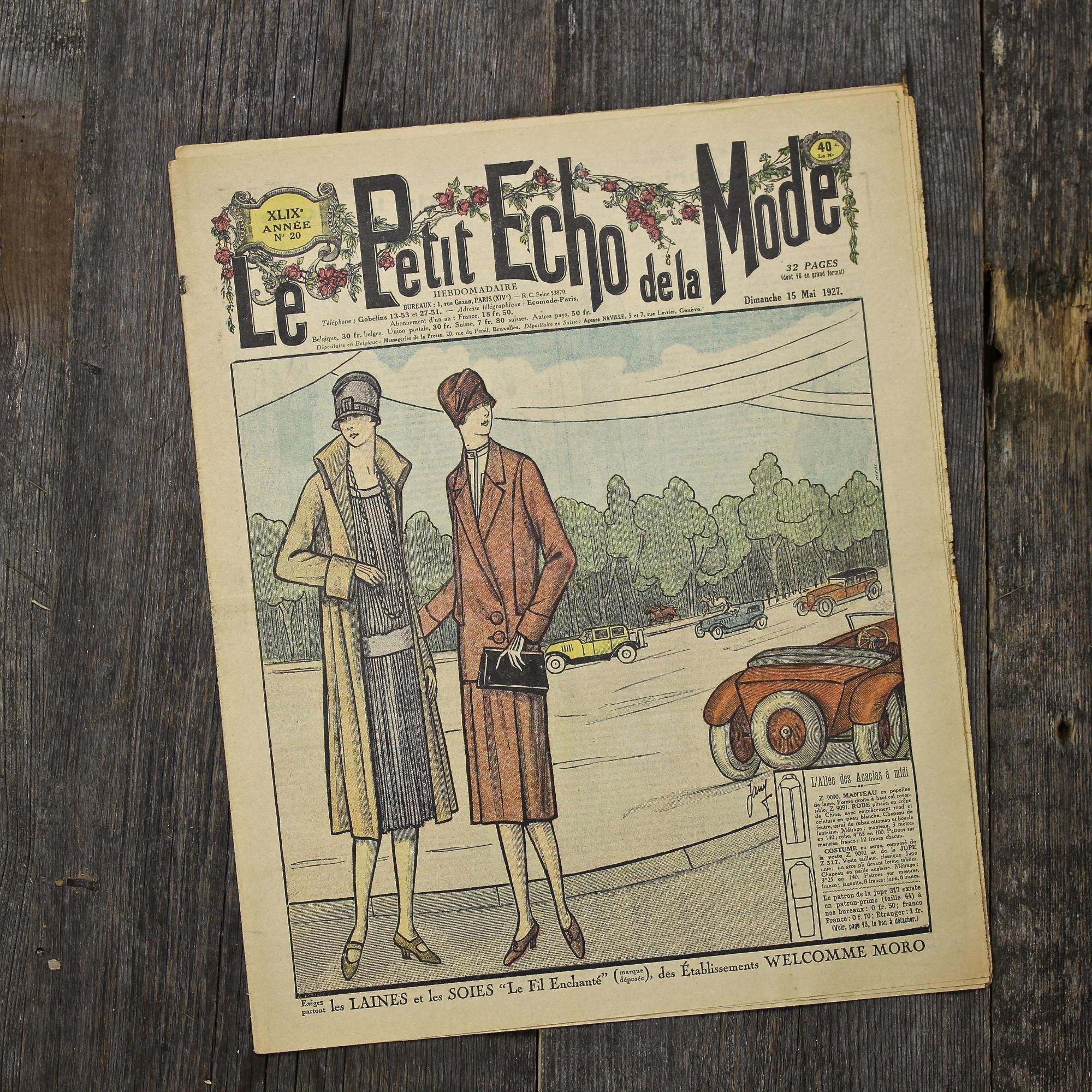 Антикварный французский журнал мод Le Petit Echo de la Mode Dimanche 15 Mai 1927 Ар-деко