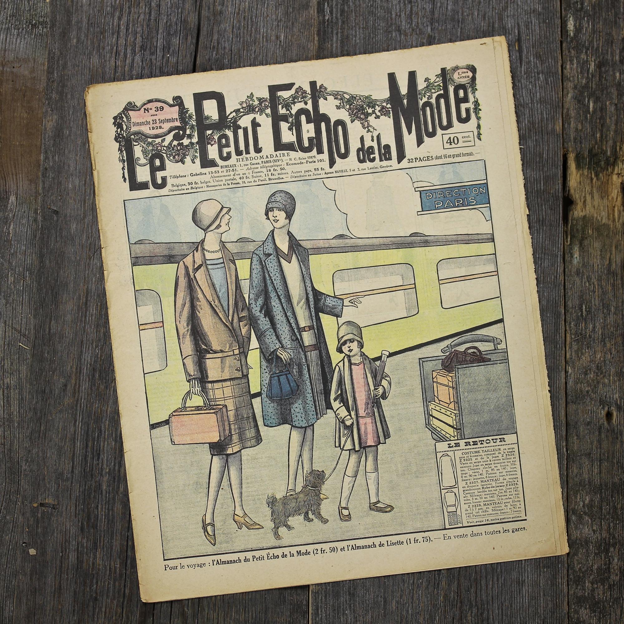 Антикварный французский журнал мод Le Petit Echo de la Mode Dimanche 23 Septembre 1928 Ар-деко