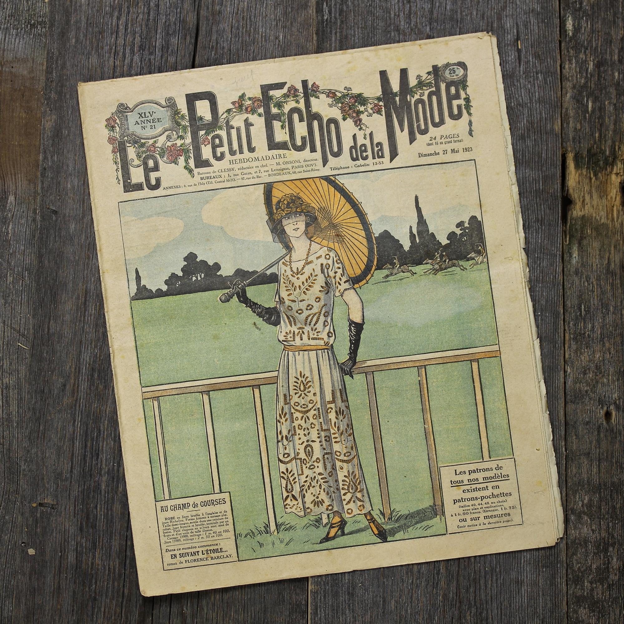 Антикварный французский журнал мод Le Petit Echo de la Mode Dimanche 27 Mai 1923 Ар-деко
