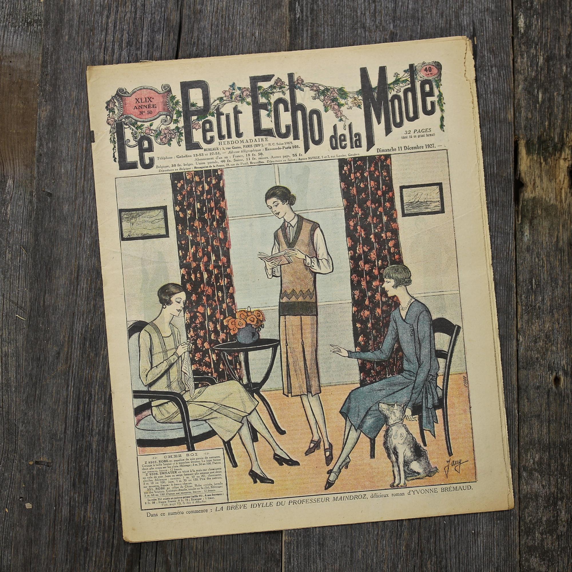 Антикварный французский журнал мод Le Petit Echo de la Mode Dimanche 11 Decembre 1927 Ар-деко
