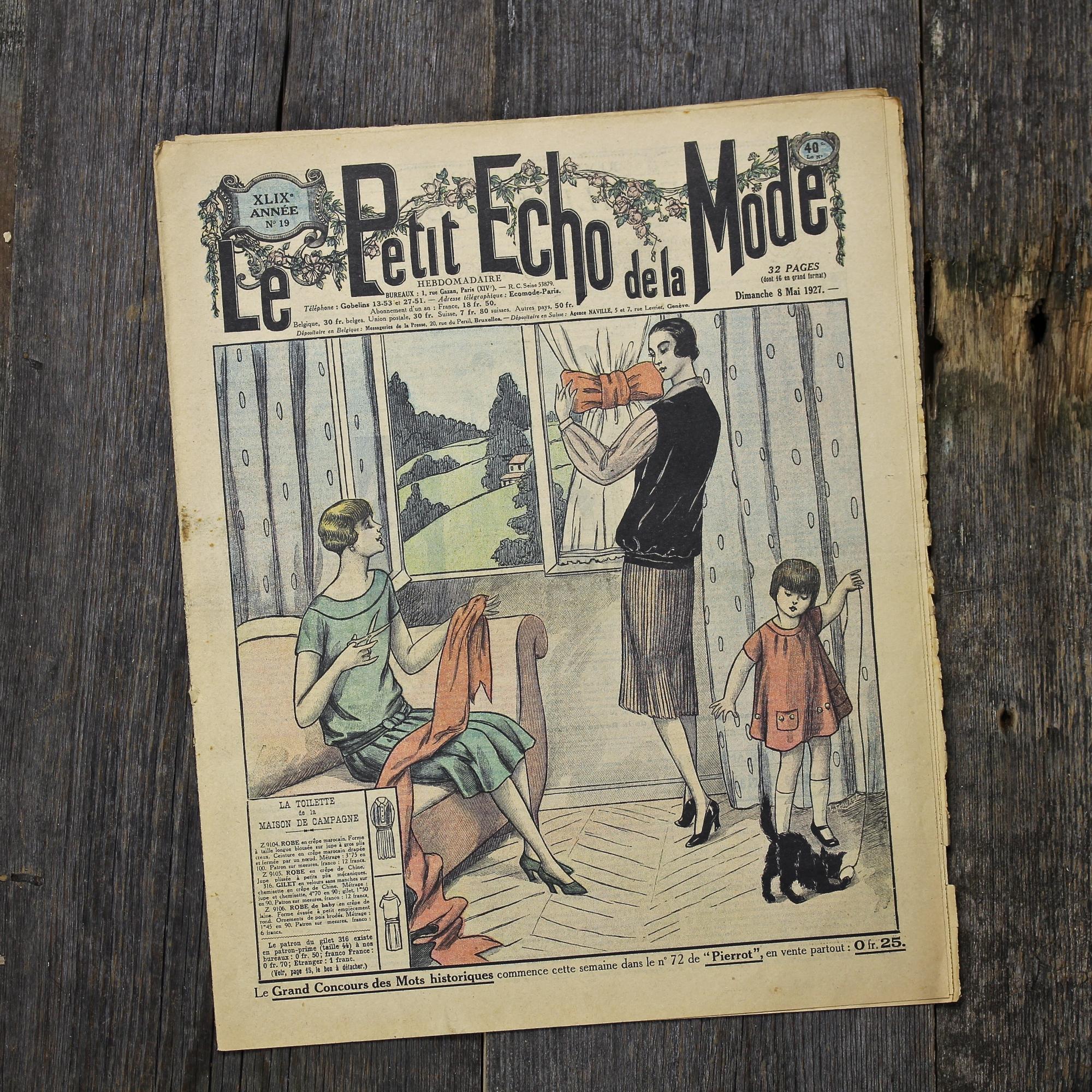 Антикварный французский журнал мод Le Petit Echo de la Mode Dimanche 8 Mai 1927 Ар-деко