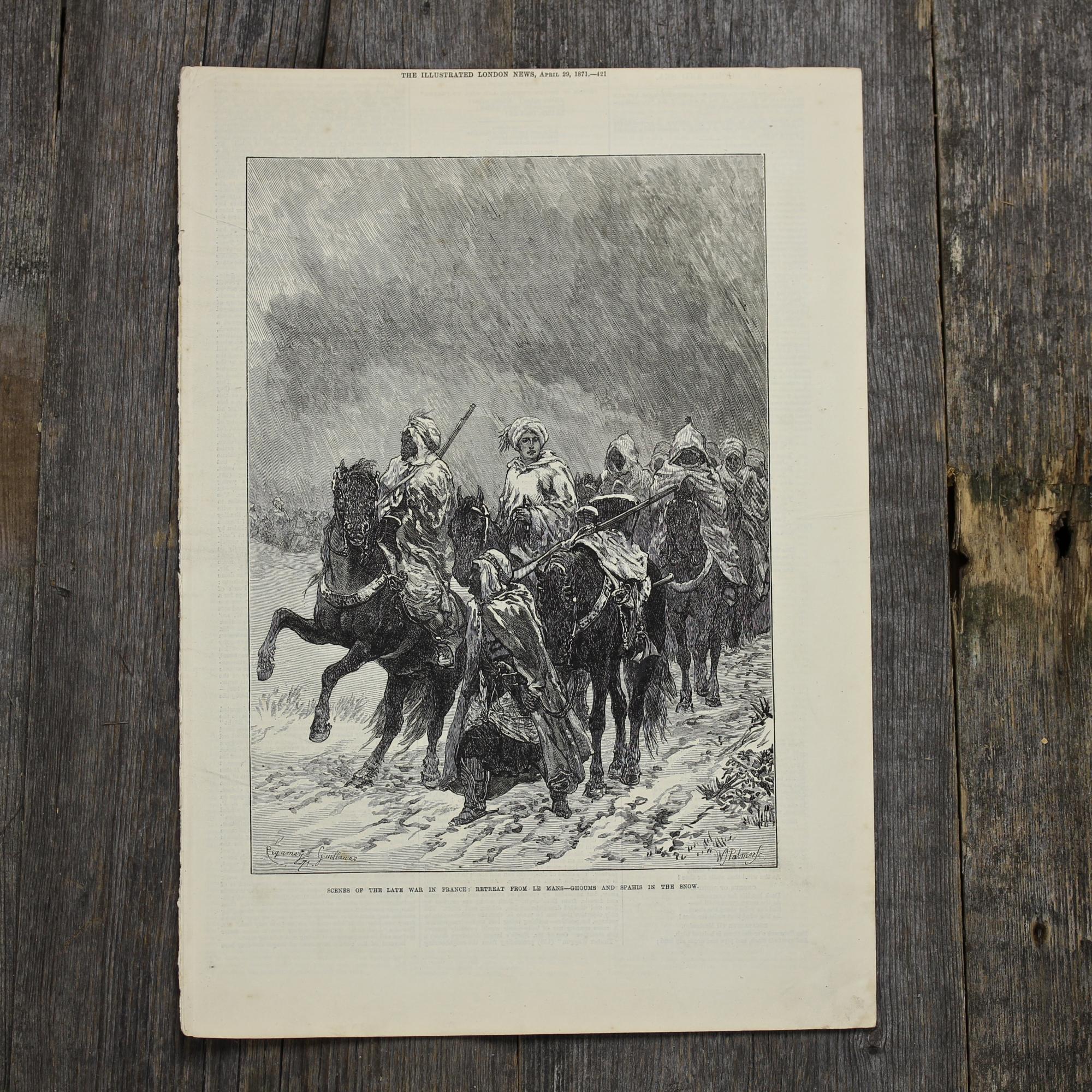 Антикварная иллюстрация The Illustrated London News Scenes of the late war in France