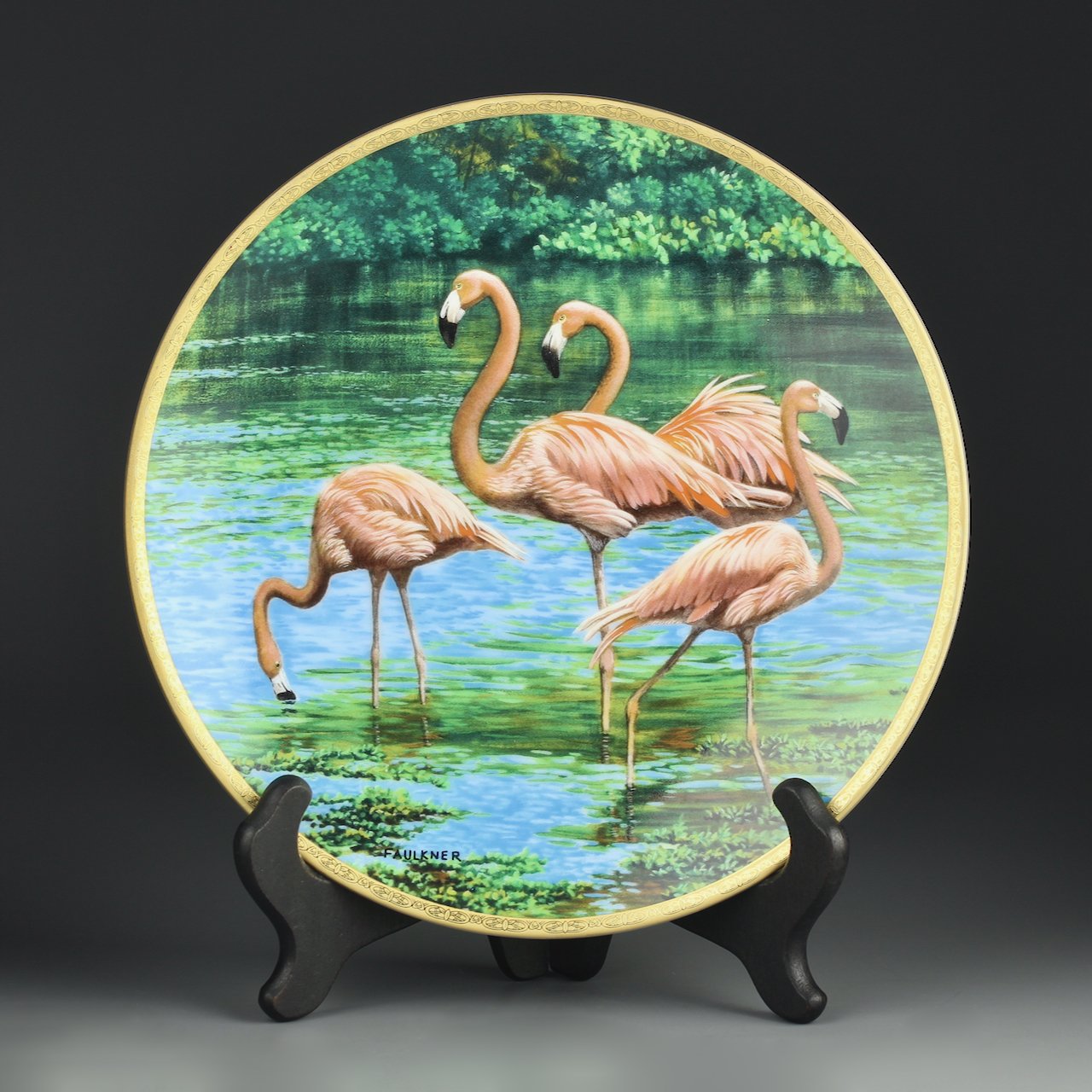 Тарелка винтажная декоративная настенная Фарфор Фламинго Птицы W S George The Flamingo
