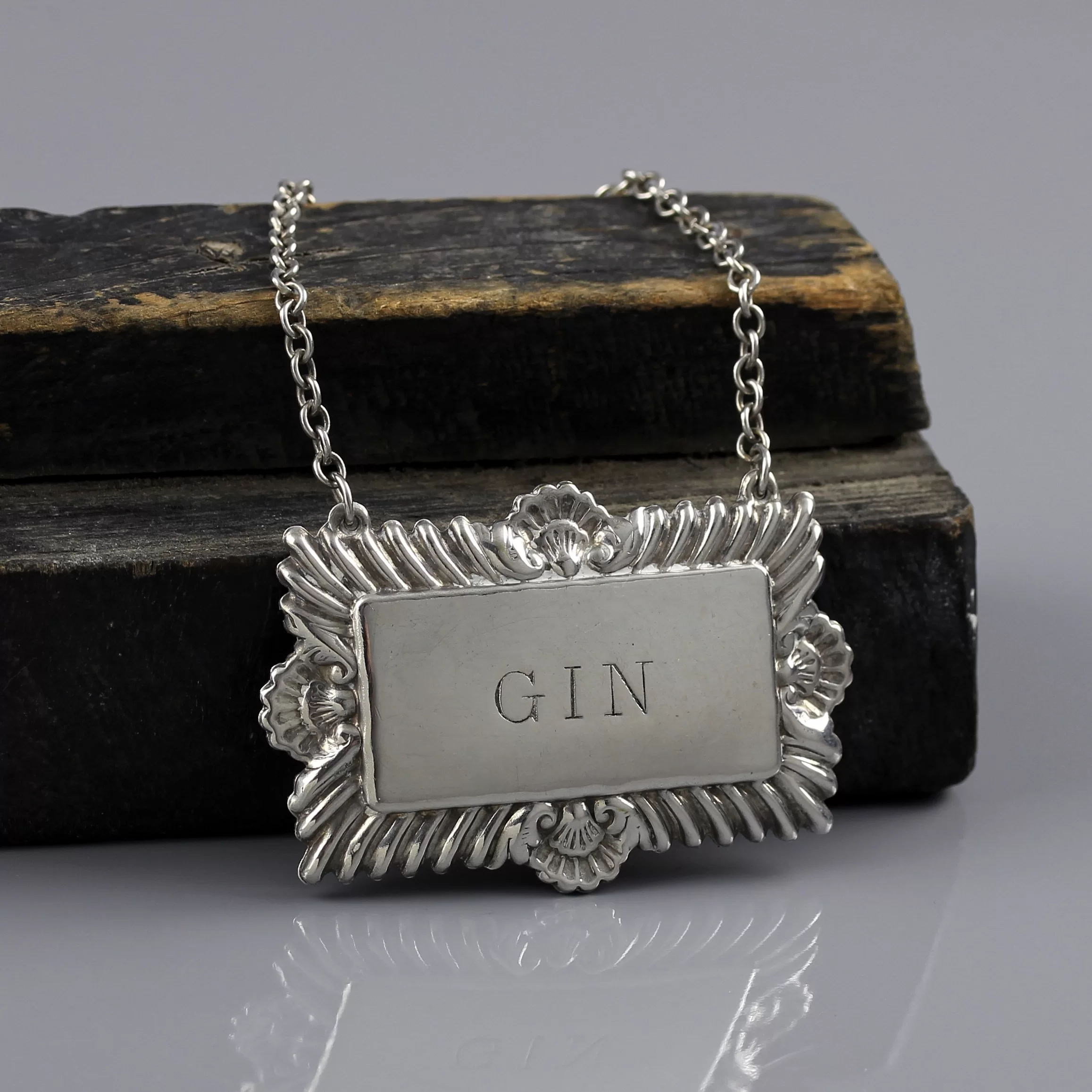 Антикварный английский лейбл для декантера Джин GIN David Hollander & Sons