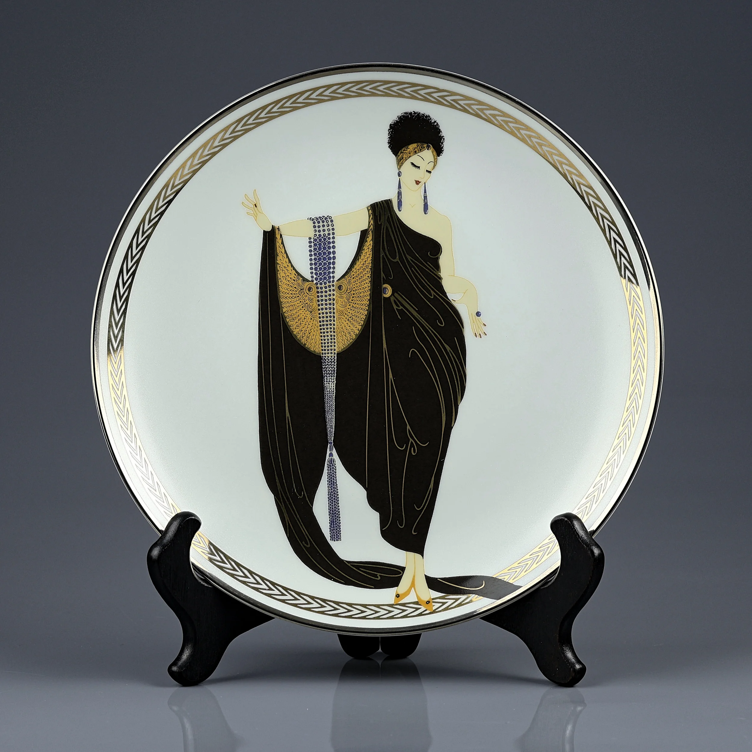 Тарелка винтажная фарфоровая декоративная Гламур Эрте Ар-деко Franklin Mint House of Erte Glamour