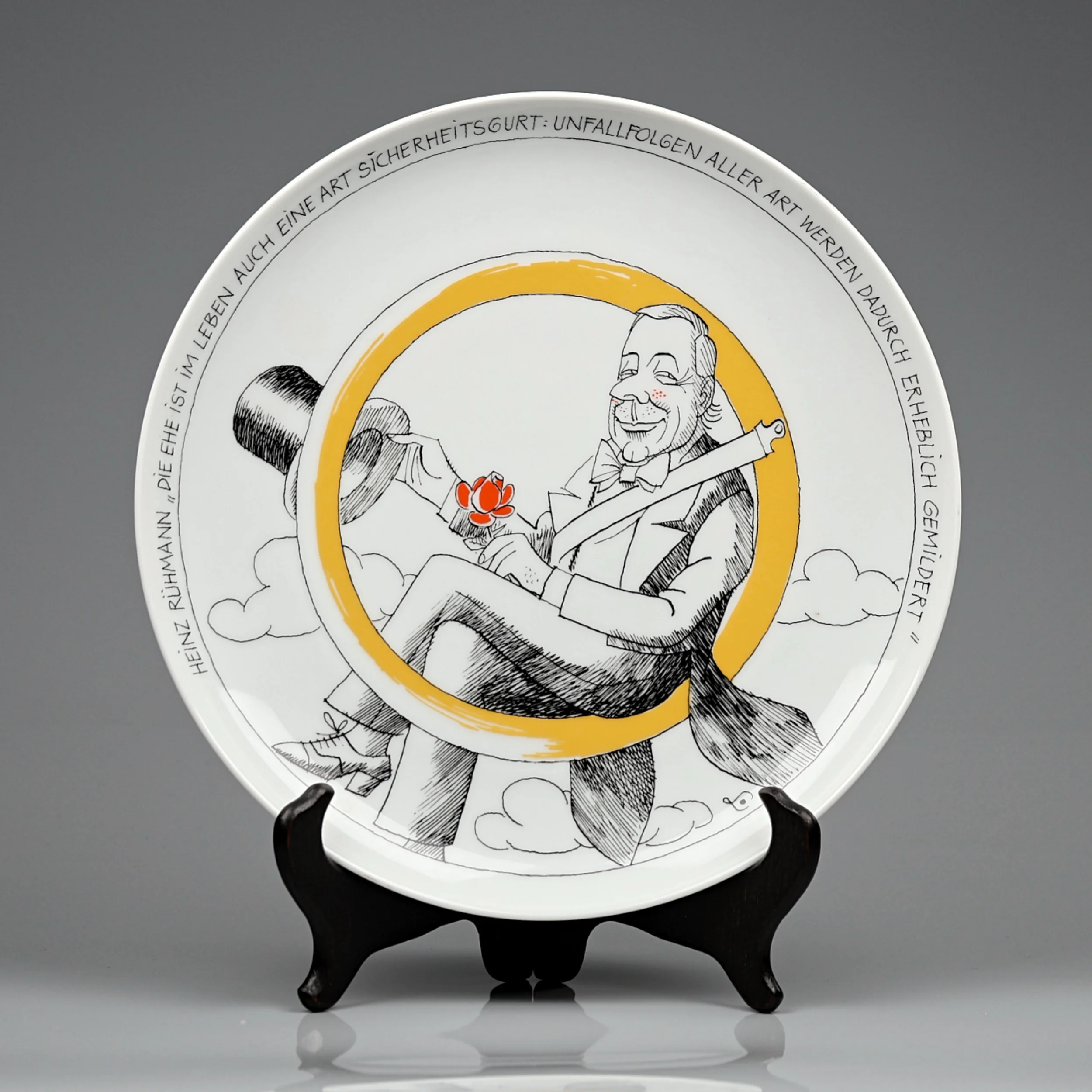 Тарелка винтажная фарфоровая декоративная Бракосочетание Сатира Rosenthal Teller-Satire Ernst Lang Heinz Rühmann