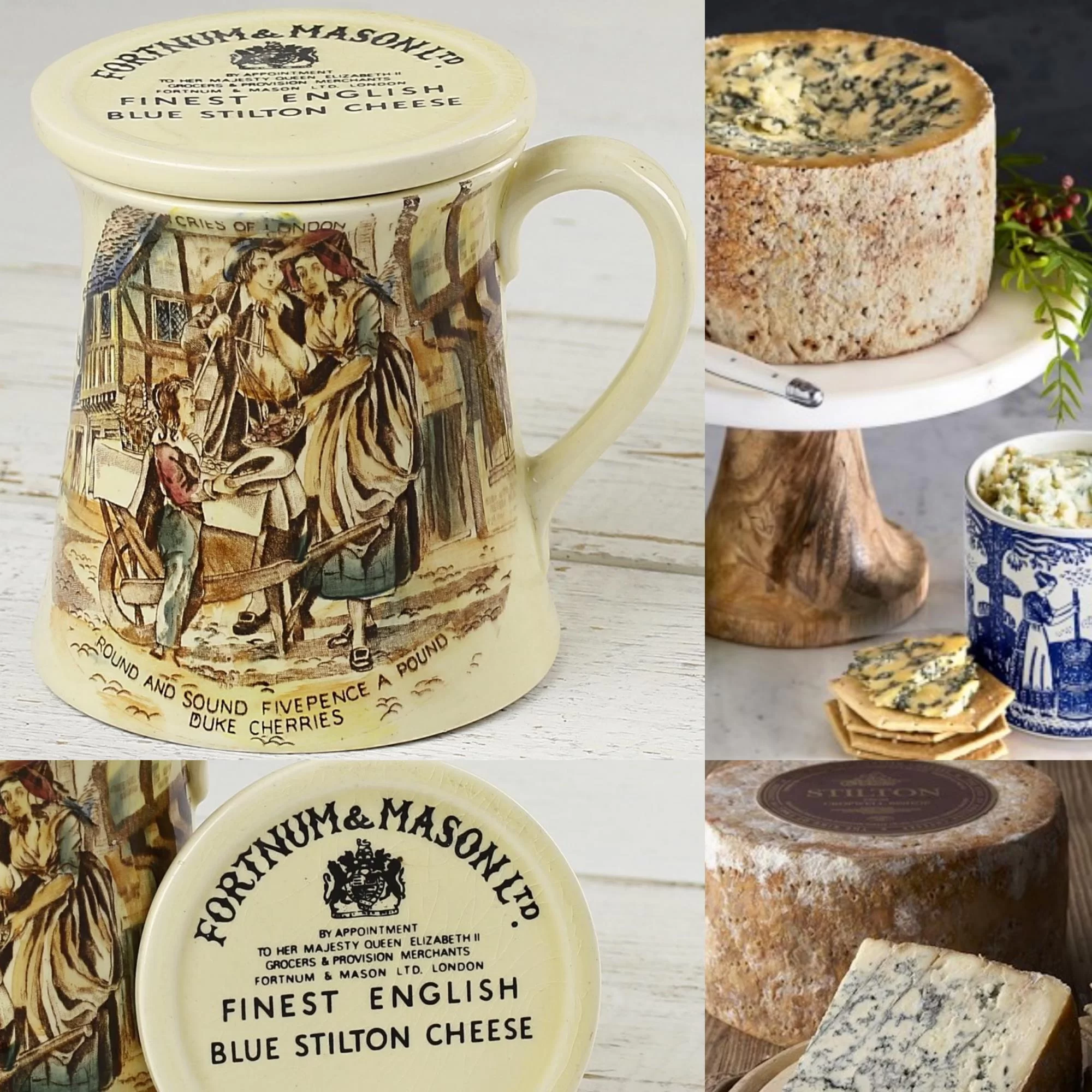 Винтажная английская кружка для сыра Fortnum Mason Finest English Blue Stilton Cheese Голубой сыр Стилтон