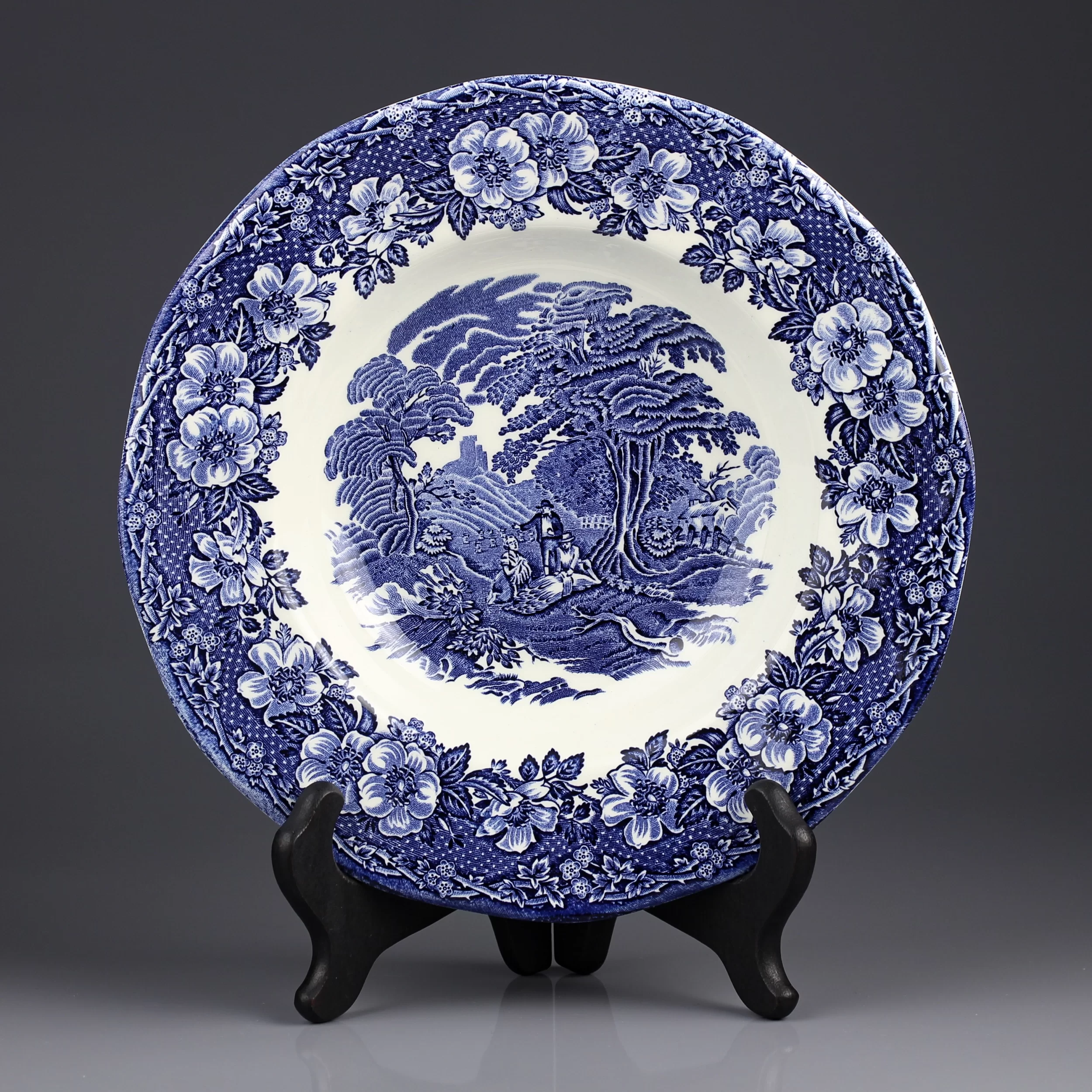 Винтажная английская глубокая тарелка Enoch Wedgwood Woodland Вудленд