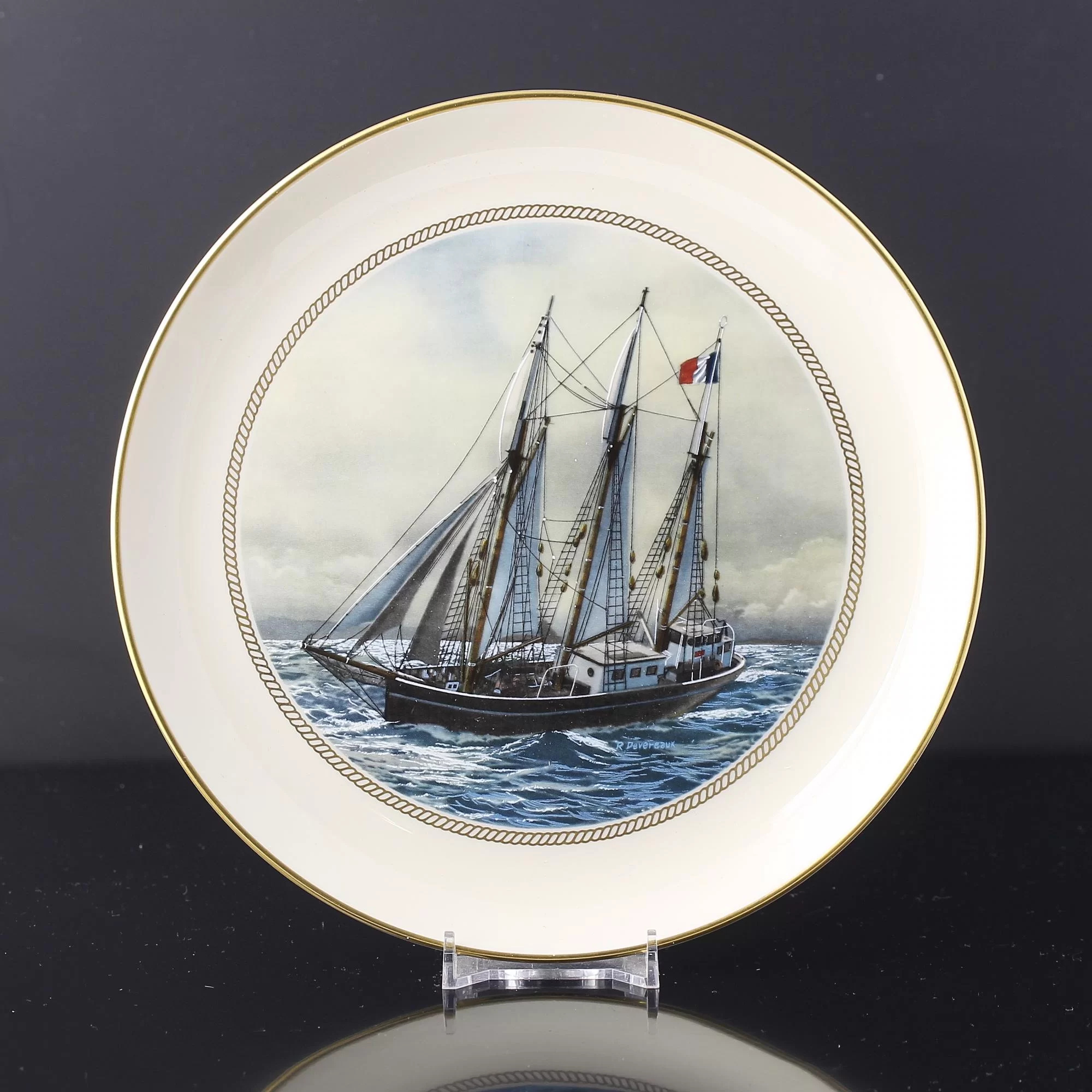 Тарелка винтажная декоративная настенная Фарфор Парусный корабль Tall Ships Plates Bel Espoir II France