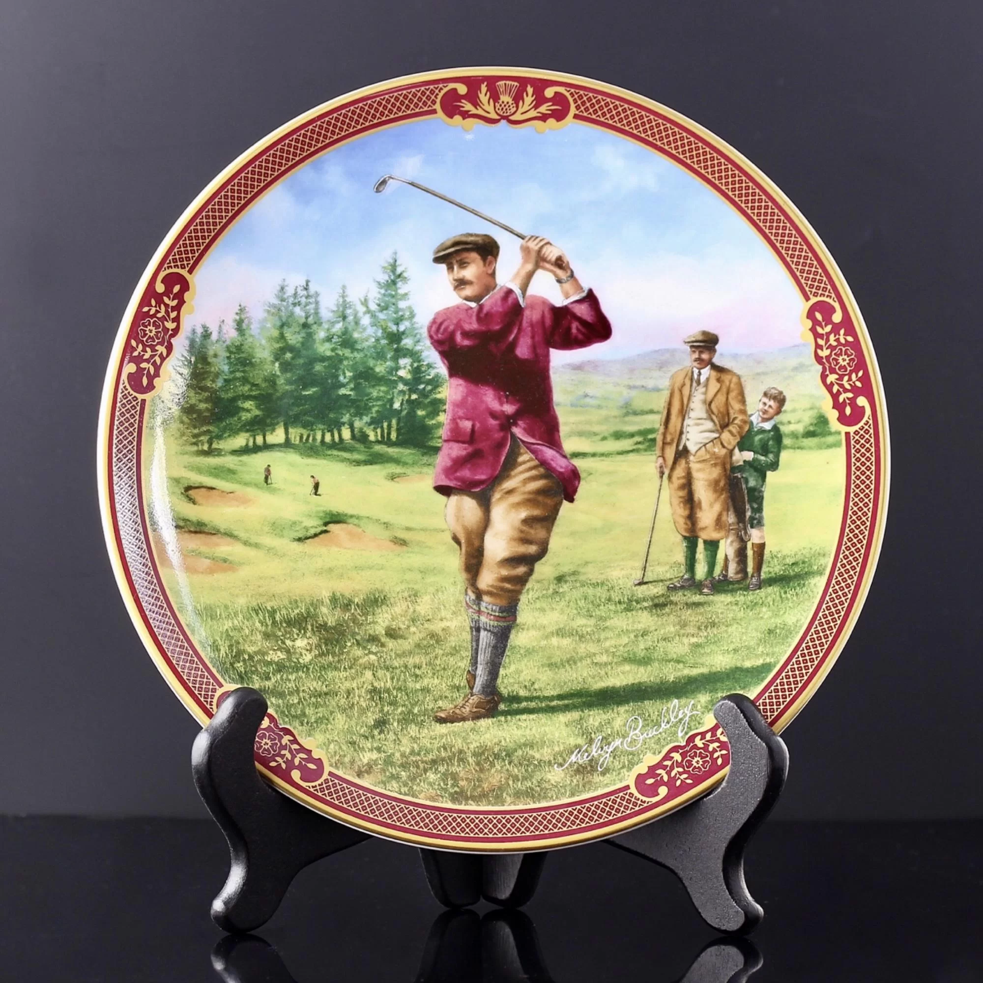 Тарелка винтажная декоративная настенная Фарфор Англия Гольф Royal Worcester Golfing Fairway