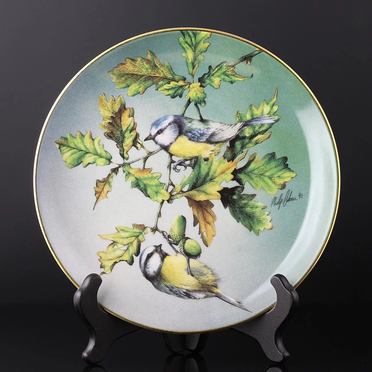 Тарелка винтажная декоративная настенная Фарфор Синица Птицы Hamilton Collection Colourful Birds of Britain's Heritage Blue Tit