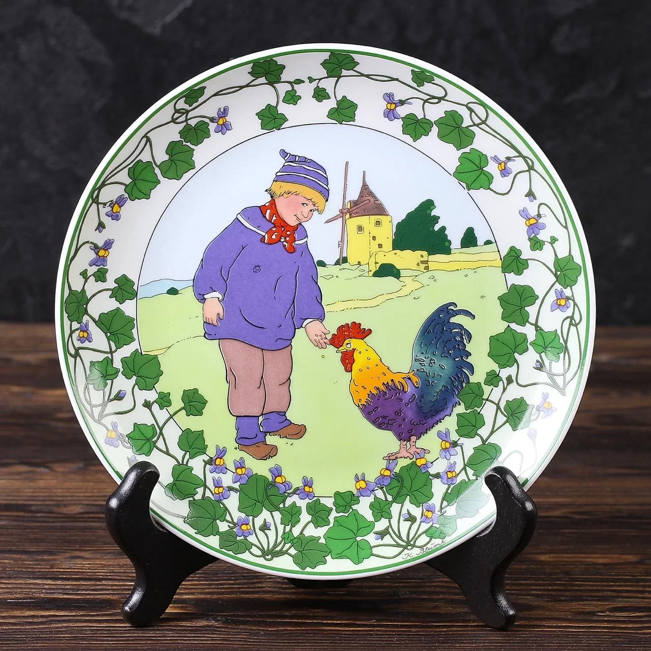 Тарелка винтажная декоративная настенная Фарфор Дети Villeroy & Boch Heinrich Our Children France №4 unicef