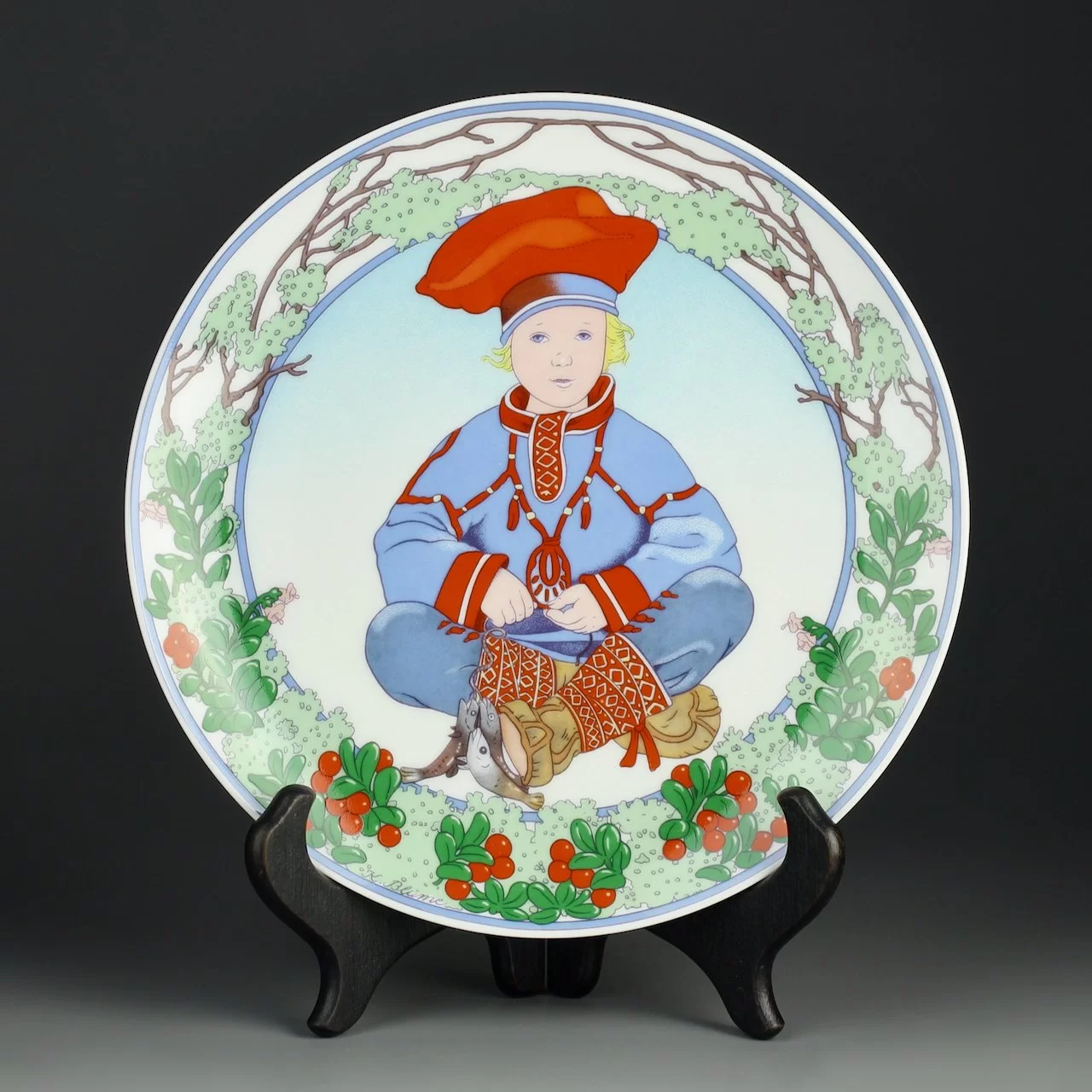 Тарелка винтажная декоративная настенная Фарфор Дети Villeroy & Boch Heinrich Children of the World Lapland №7 unicef