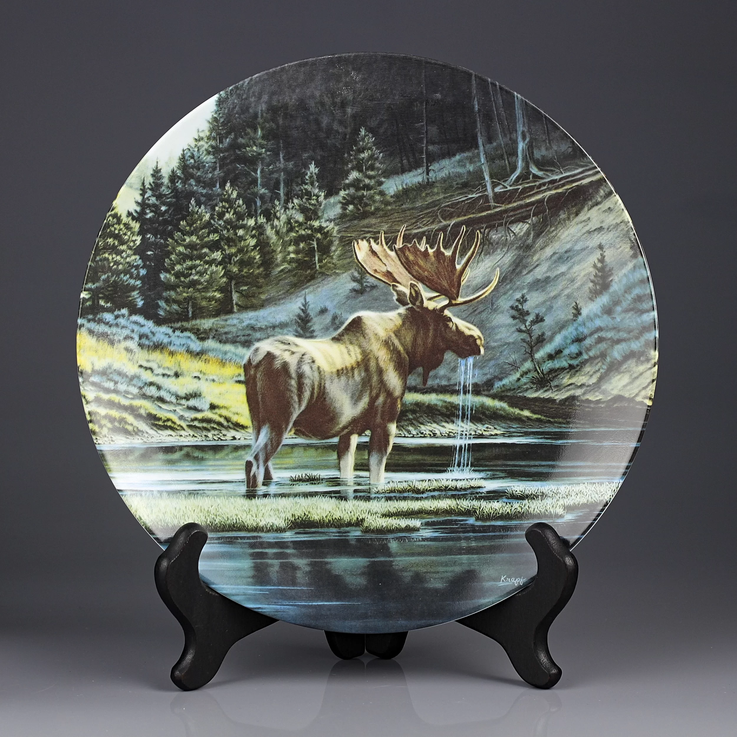 Тарелка винтажная декоративная настенная Фарфор Лось Dominion Wild and Free Canada's Big Game Moose