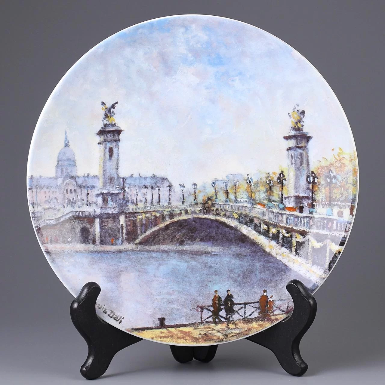Винтажная французская тарелка Лимож Henri D'Arceau Limoges De la Ville de Paris Le Pont Alexandre III Мост Александра