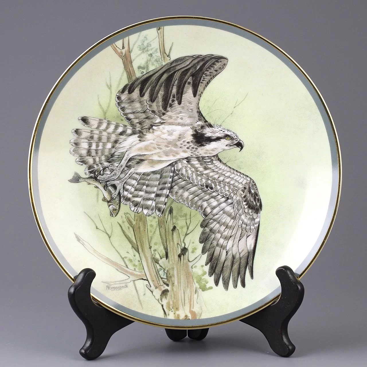 Тарелка винтажная декоративная настенная Фарфор Хищные птицы Hamilton Collection Majestic British Birds of Prey Water Wings