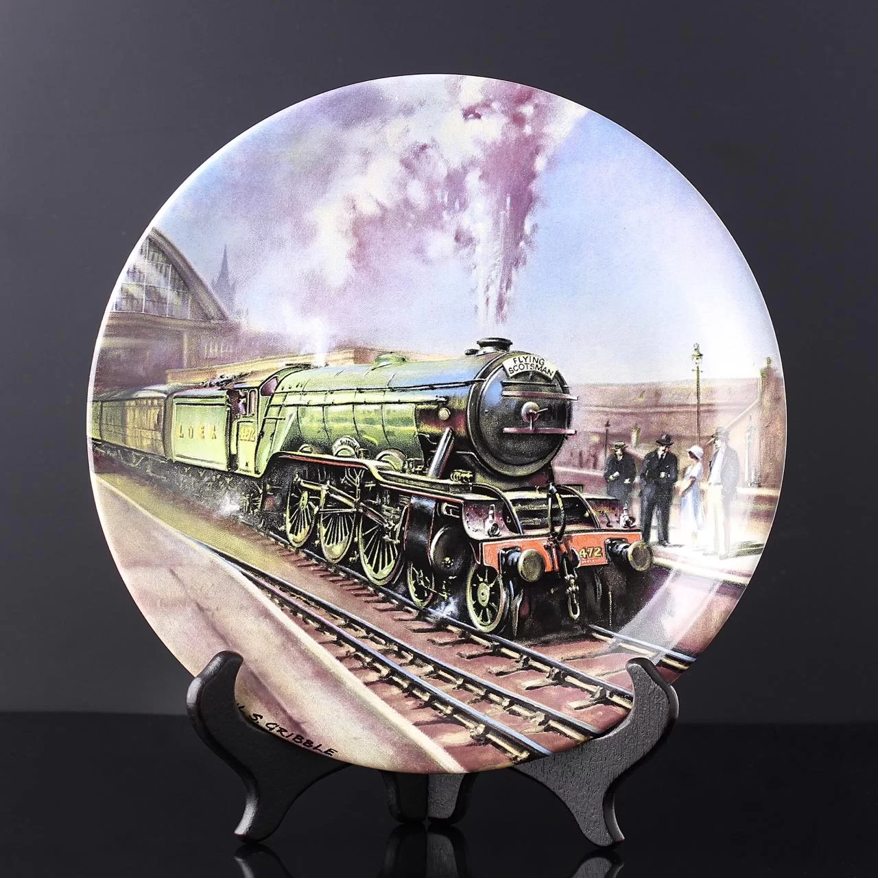 Тарелка винтажная декоративная настенная Англия Паровоз Поезд Davenport Great Steam Trains Flying Scotsman
