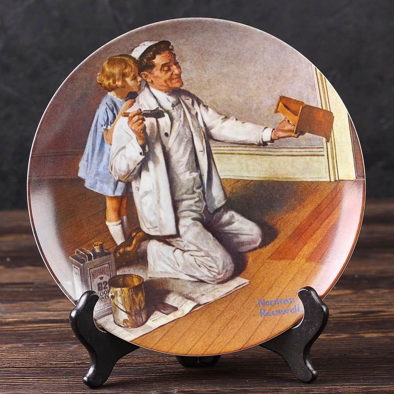 Тарелка винтажная декоративная настенная Фарфор Художник Knowles True Rockwell Classic Painter