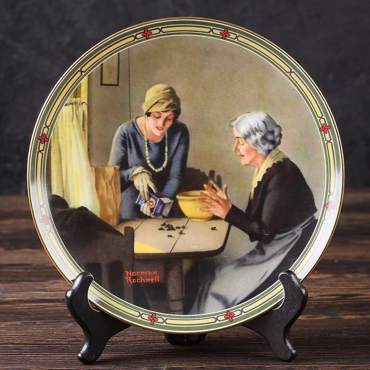 Тарелка винтажная декоративная настенная Фарфор Knowles Norman Rockwell's American Dream Family's Full Measures