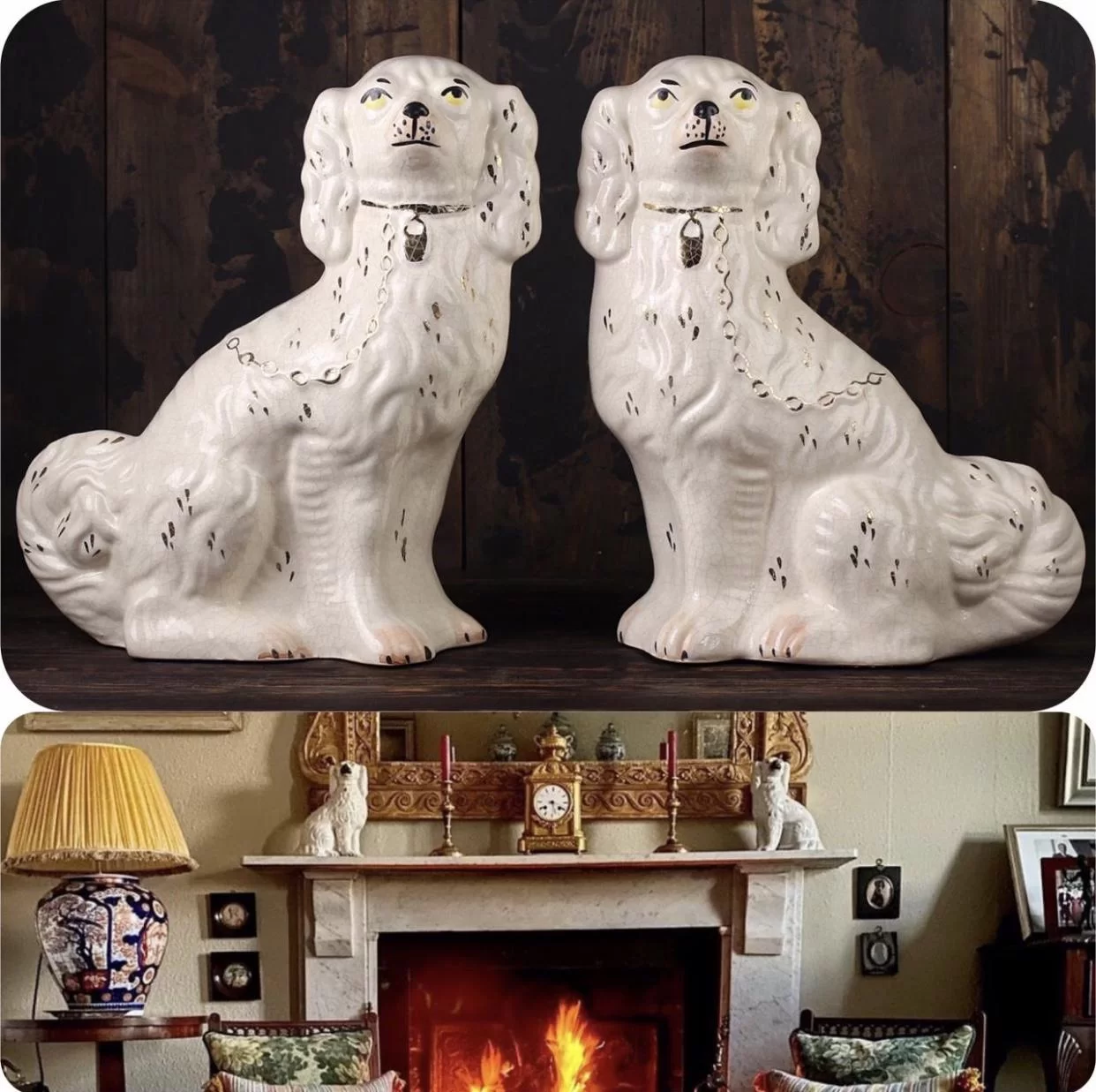 Пара стаффордширских каминных собак Англия Staffordshire Dog
