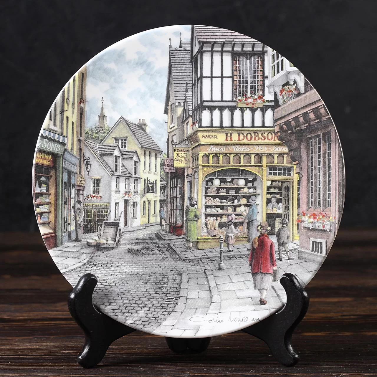 Тарелка винтажная декоративная настенная Фарфор Англия Пекарня Витрина Royal Doulton Window Shopping Baker's Shop