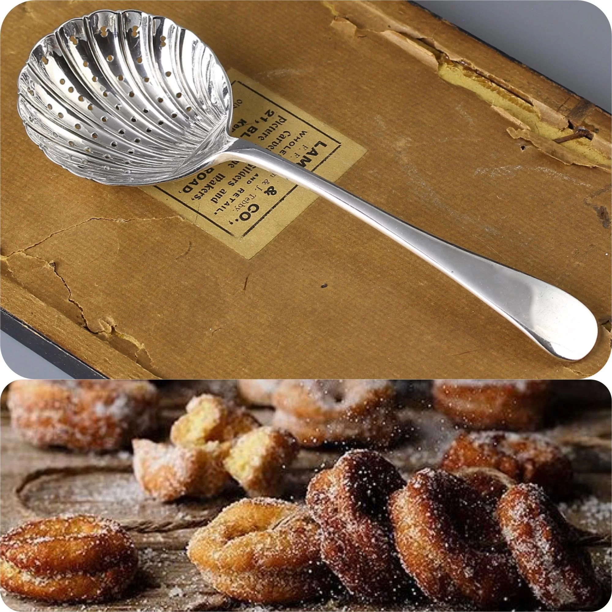 Антикварная английская ложка сифтер для сахарной пудры корицы Sifter Spoon Walker & Hall