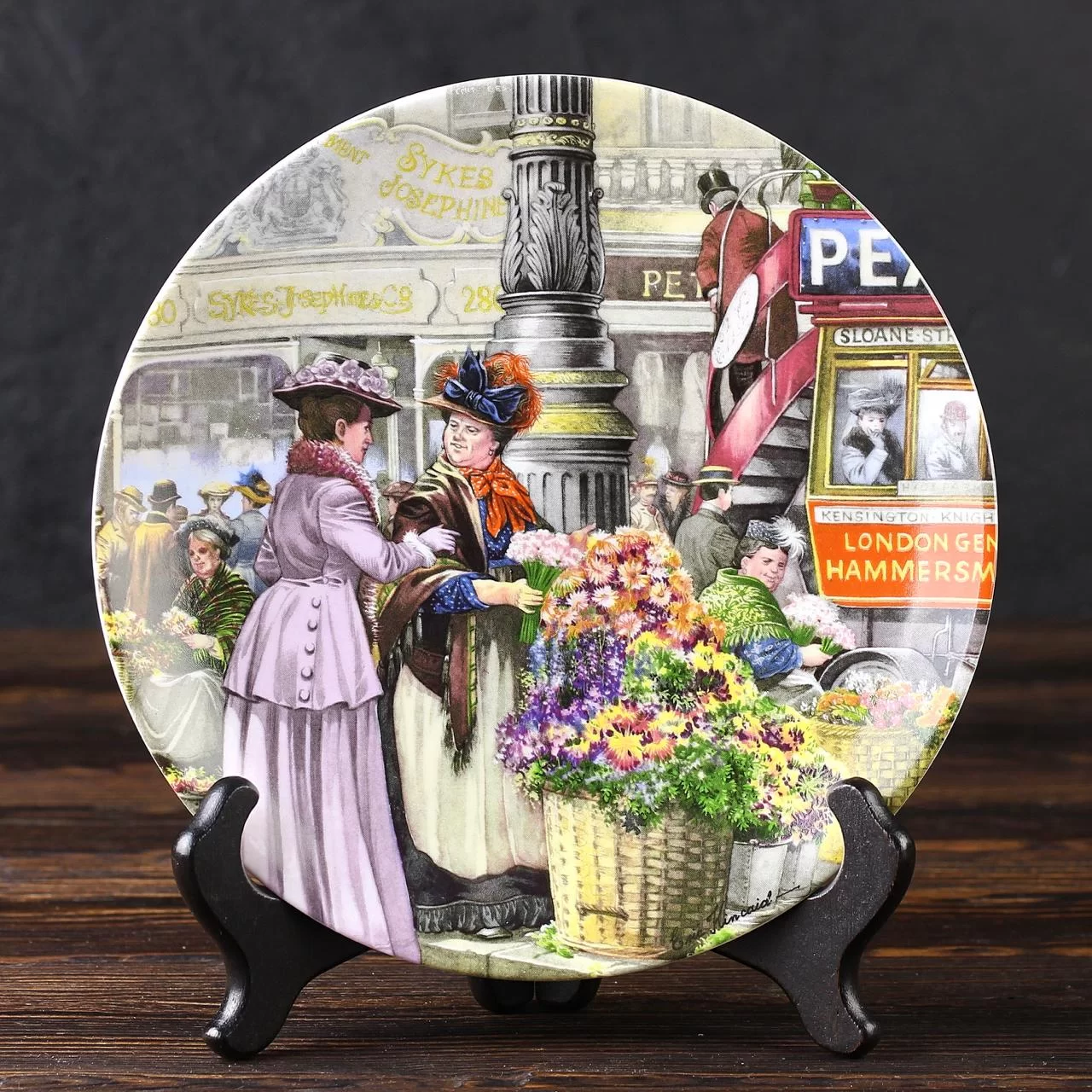 Тарелка винтажная декоративная настенная Фарфор Англия Покупка цветов Royal Worcester Flower Ladies Good Old Days