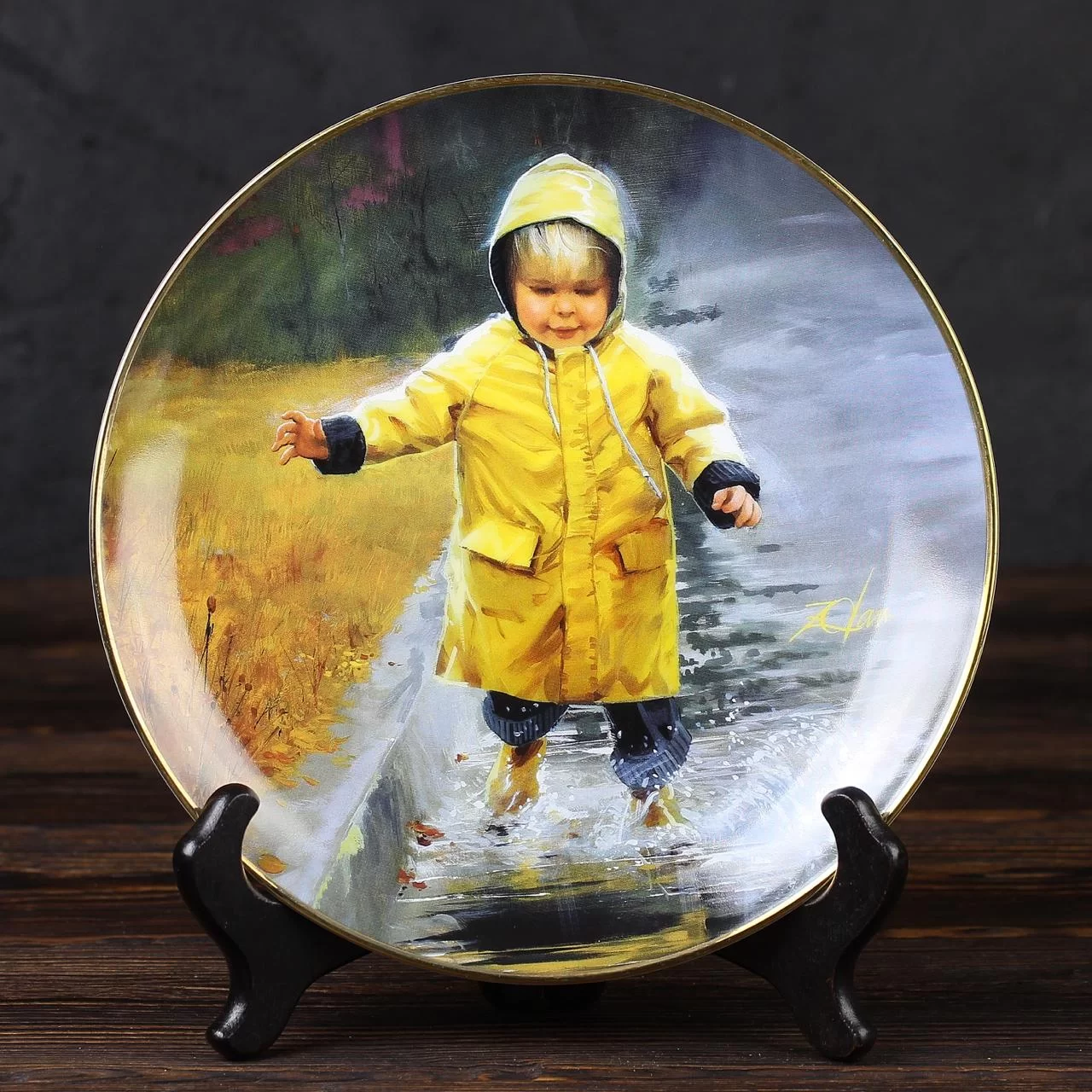Тарелка винтажная декоративная настенная Фарфор Англия Детство Danbury Mint Donald Zolan Childhood Days Little Splasher