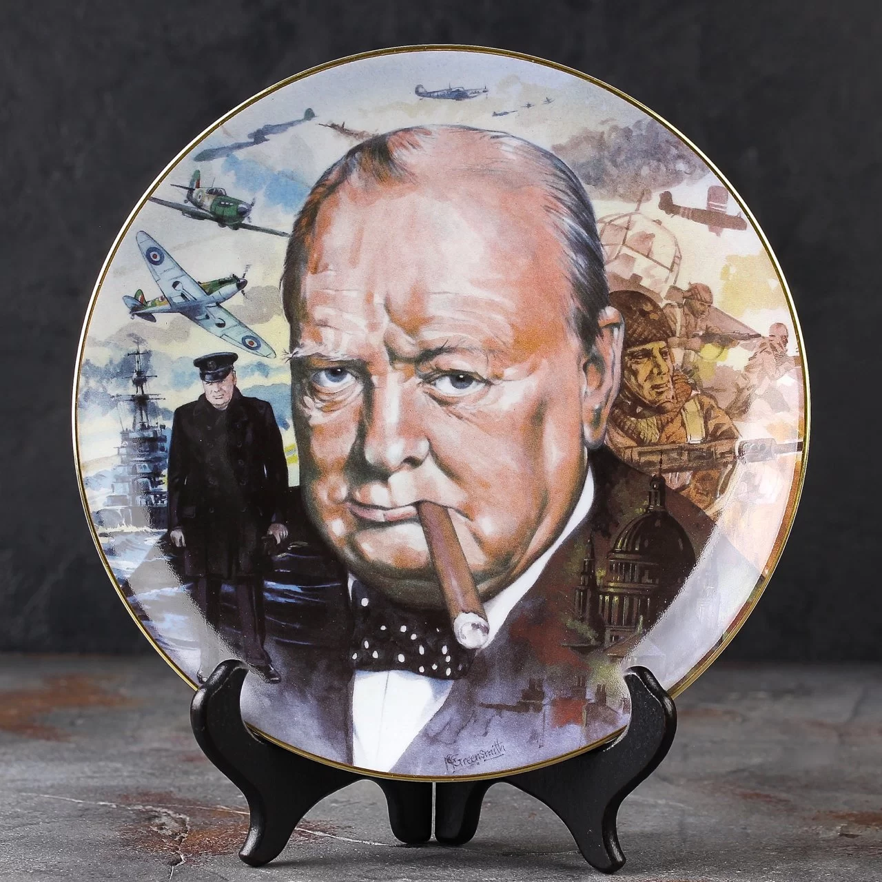 Винтажная тарелка Уинстон Черчиль Самолёты Вторая мировая война Hamilton Collection This Was Their Finest Hour Winston Churchill