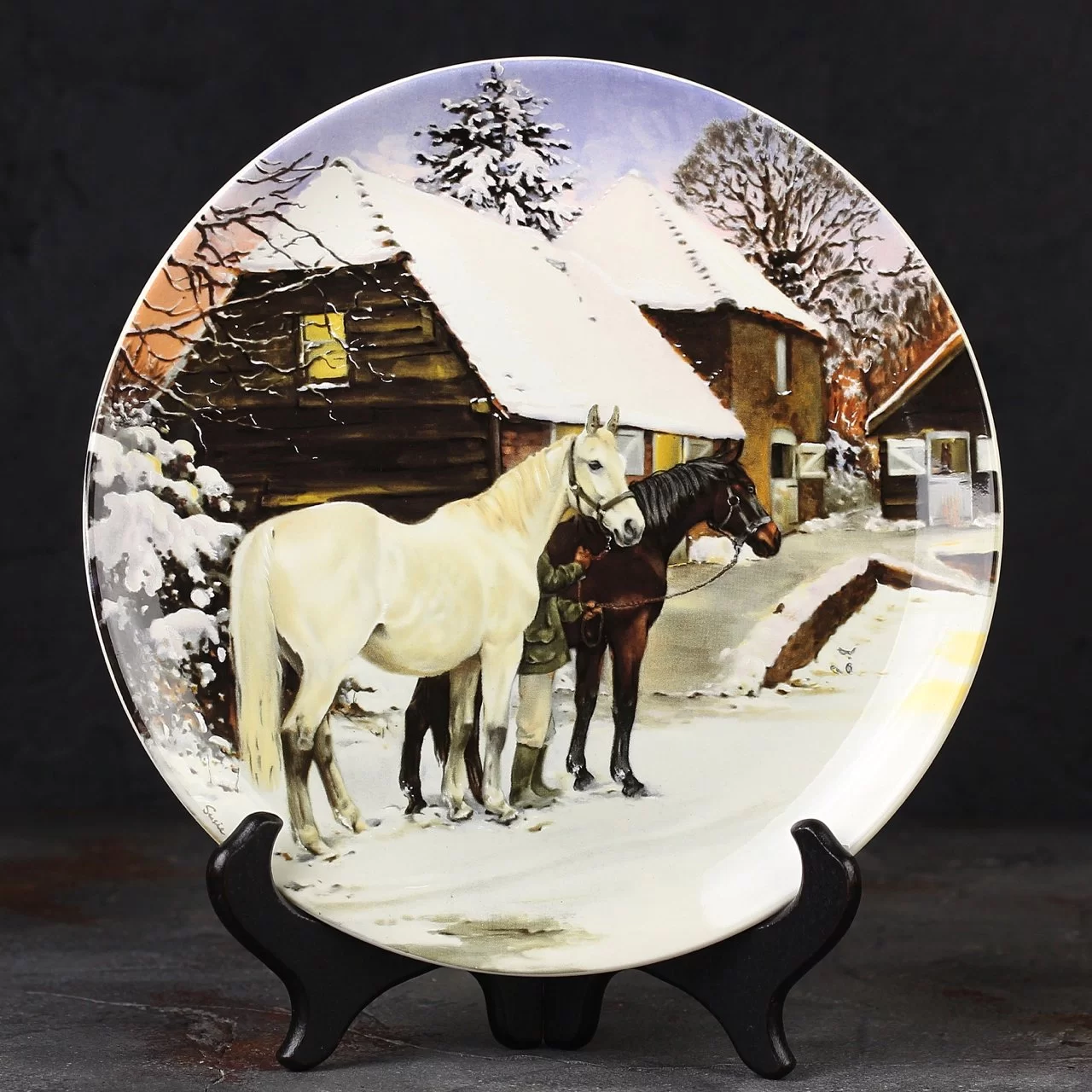 Тарелка винтажная декоративная настенная Англия Лошади Рождество Spode Noble Horse Christmas Boxing Day