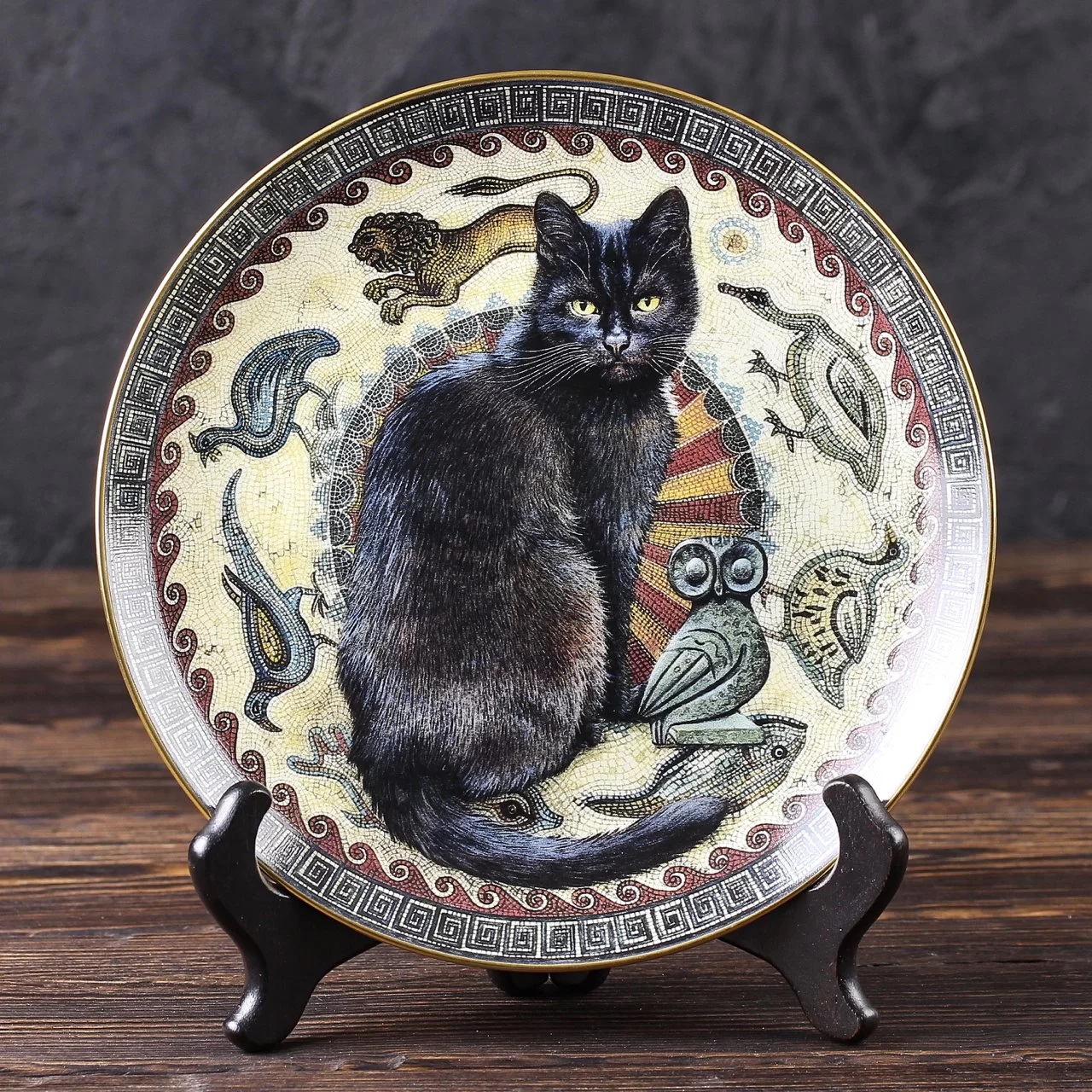 Тарелка винтажная декоративная настенная Фарфор Англия Кошки мира Danbury Mint Cats Around the World Gabrielle in Greece