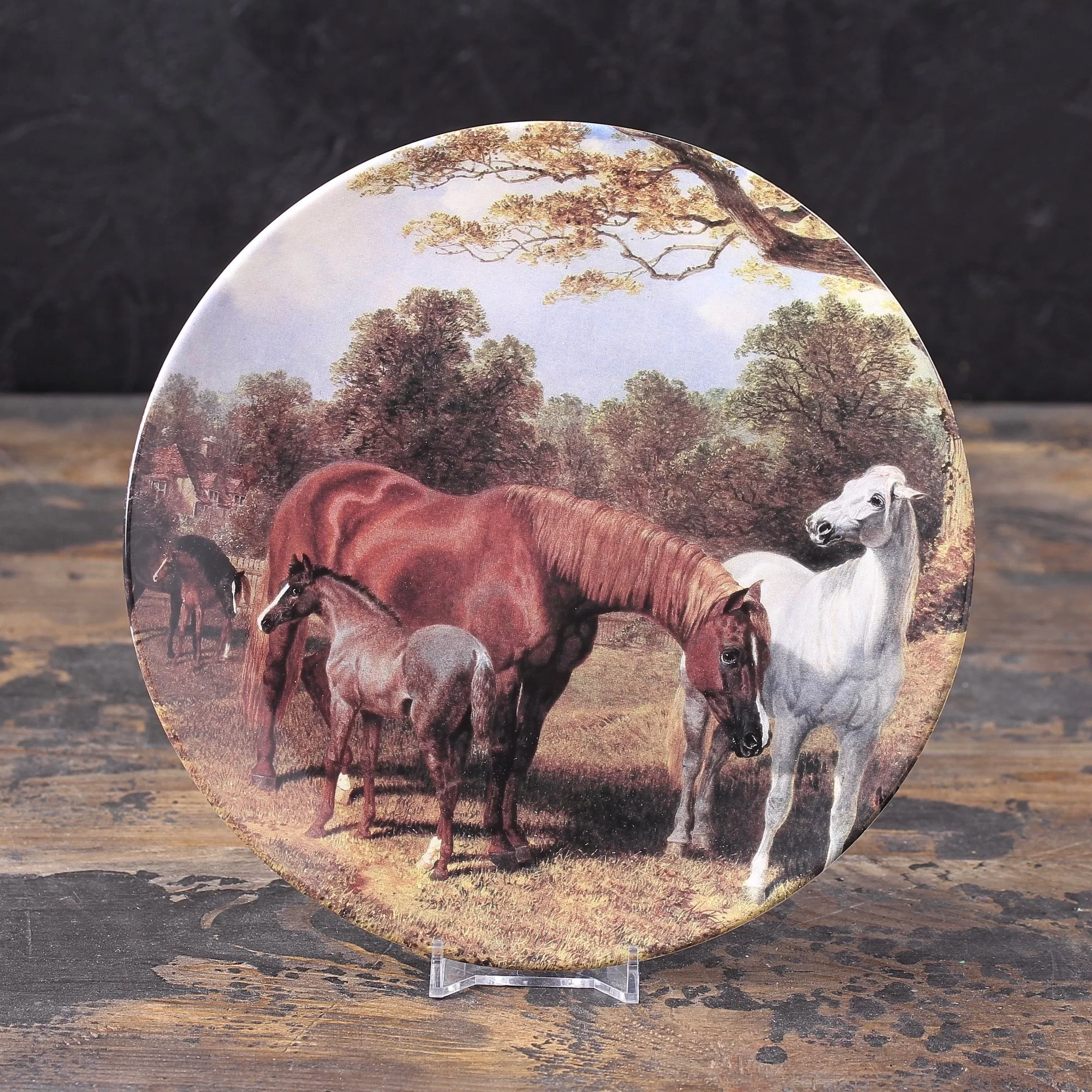 Тарелка винтажная декоративная настенная Фарфор Англия Лошади Royal Doulton Good Companions Grazing in the Meadows John Herring