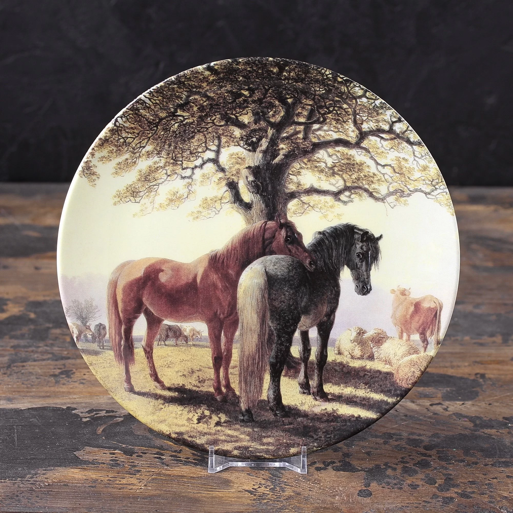 Тарелка винтажная декоративная настенная Фарфор Англия Лошади Royal Doulton Good Companions Resting at Noon John Herring