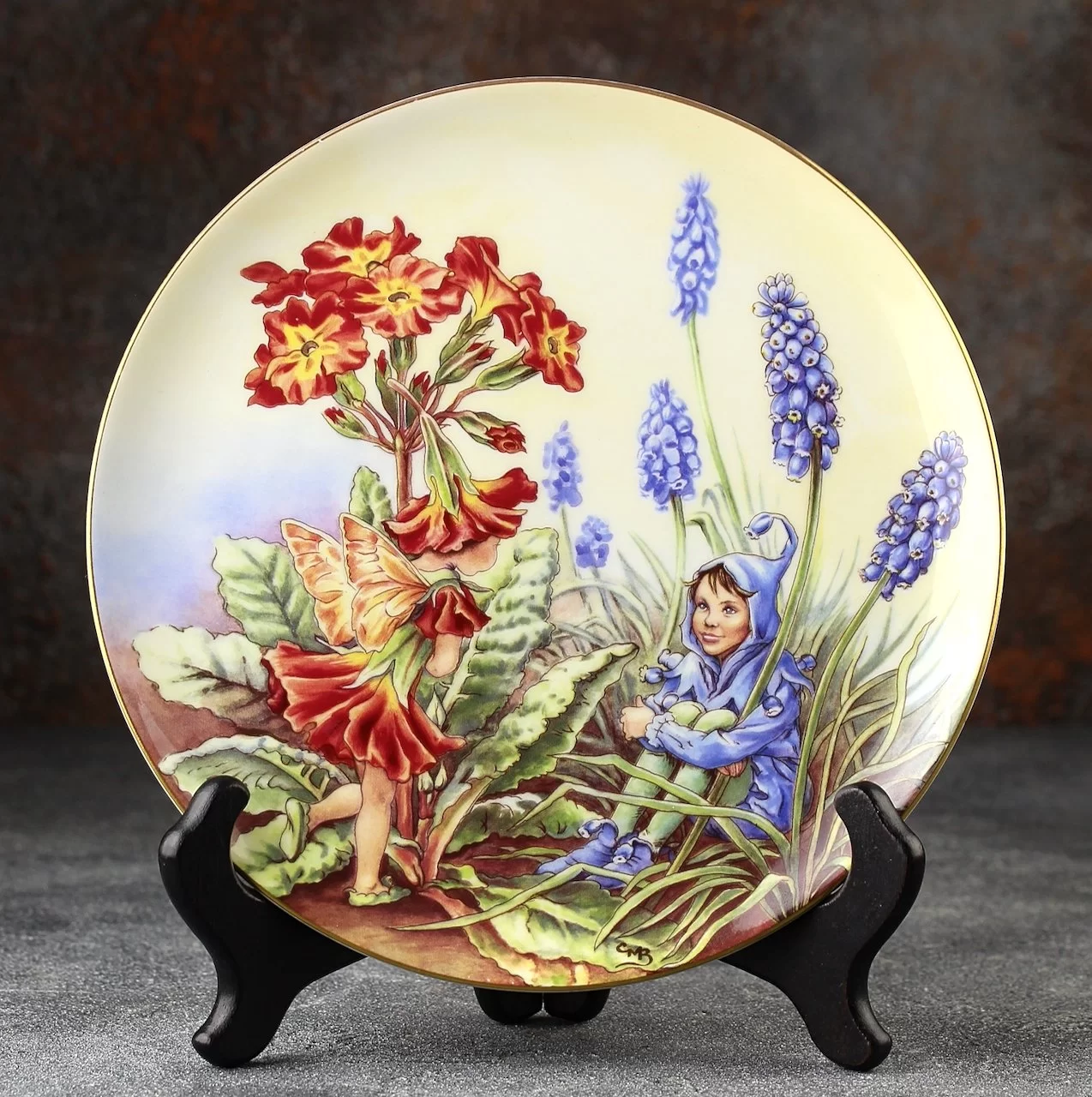 Тарелка винтажная декоративная настенная Фарфор Англия Фея примулы Polyanthus Fairy Festival of Flower Fairies Cicely Mary Barker