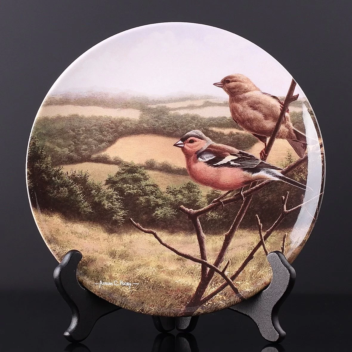 Тарелка винтажная декоративная настенная Фарфор Англия Птицы Royal Doulton Treasures of the Morning Sunrise Serenade