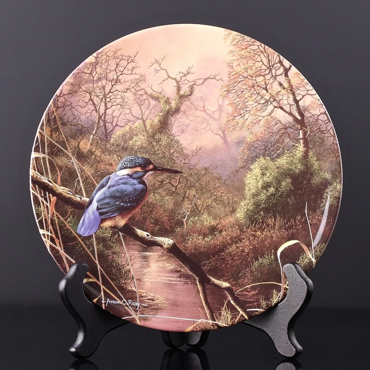 Тарелка винтажная декоративная настенная Фарфор Англия Птицы Зимородок Kingfisher Royal Doulton Treasures of the Morning First Watch