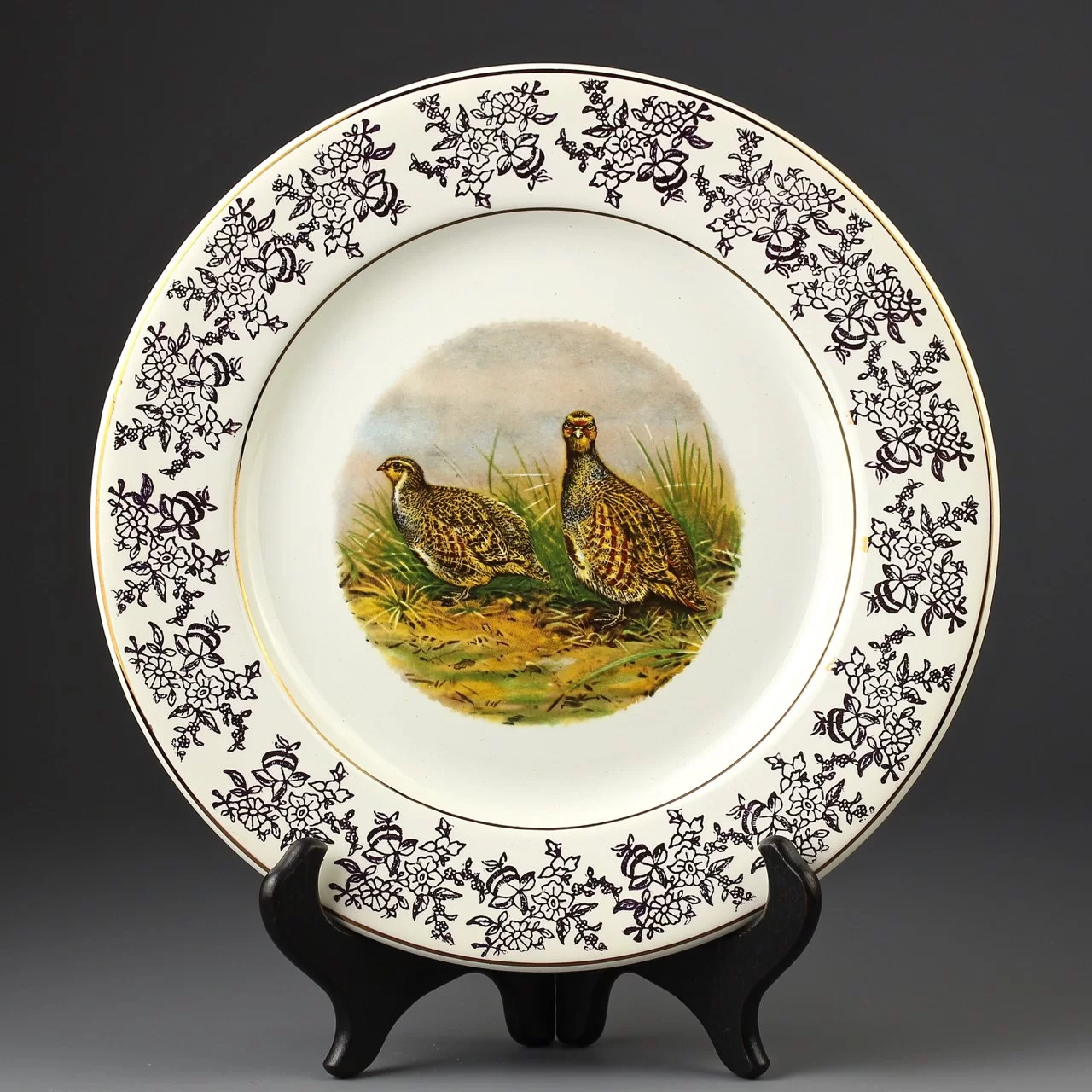 Тарелка винтажная декоративная настенная Англия Тетерева Птицы Royal Falcon Ironstone