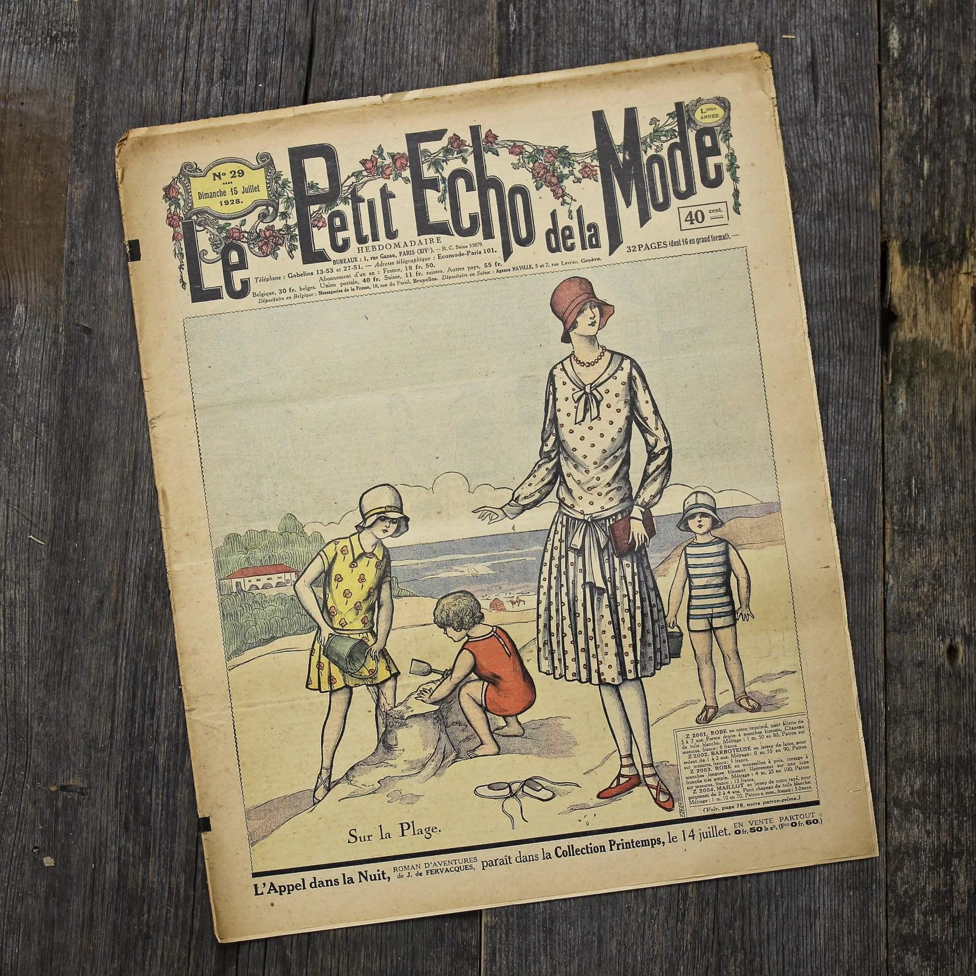 Антикварный французский журнал мод Le Petit Echo de la Mode Dimanche 15 Juillet 1928 Ар-деко