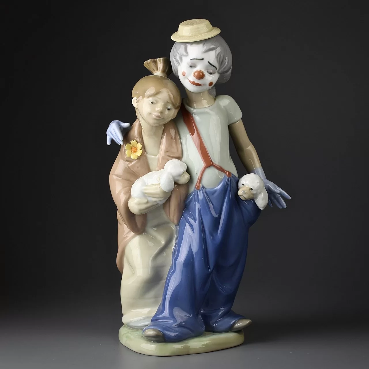 Винтажная фарфоровая статуэтка Клоуны Собаки Lladro 7686 Pals Forever