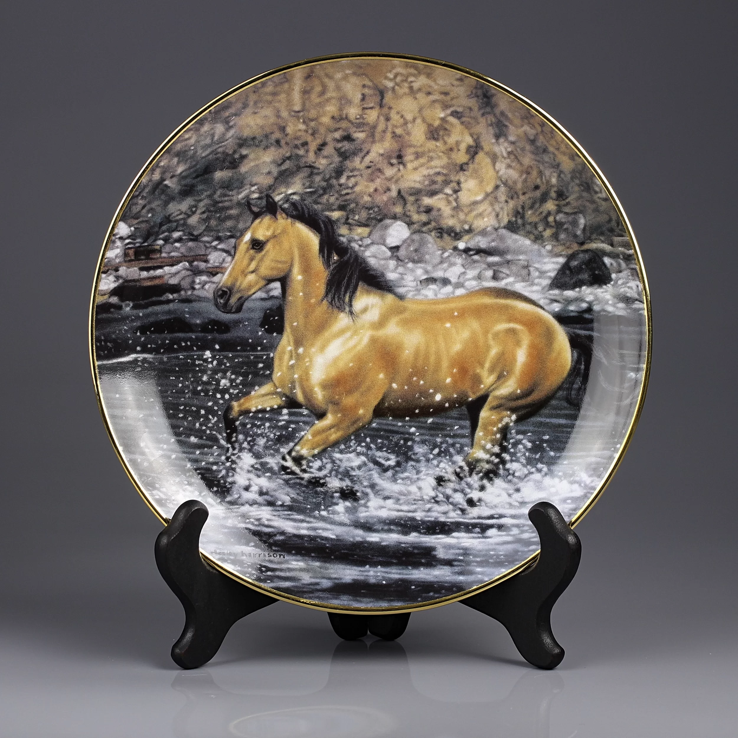 Тарелка винтажная декоративная настенная Фарфор Лошадь Конь Danbury Mint Free Spirits Surf Breaker Lesley Harrison